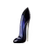 Frasco do perfume Good Girl da Carolina Herrera, em tons de preto e azul com design elegante e sofisticado em formato de salto agulha. 