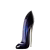 Frasco do perfume Good Girl da Carolina Herrera, em tons de preto e azul com design elegante e sofisticado em formato de salto agulha. 