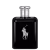 Frasco de perfume Polo Black Ralph Lauren em preto e prata, com logotipo da marca em destaque.