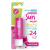 Protetor solar labial da marca Dermachem, com fator de proteção 24 e embalagem rosa com bolinhas amarelas e azuis. O produto é chamado "Sun Fruits" e possui aroma de frutas.