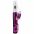 Vibrador rosa brilhante com detalhes em cristais, com controle remoto e bateria recarregável, embalado em recipiente transparente.