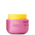 Embalagem rosa com rótulo amarelo da máscara capilar Forever Liss, com informações sobre os ingredientes e benefícios para cabelos ressecados e desidratados.