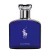 Frasco de perfume da marca Ralph Lauren, com design elegante e sofisticado. Embalagem azul escuro com logotipo da marca em prata. Rótulo indica "Eau de Parfum" em destaque.