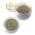 Potes de plástico transparente contendo glitter dourado brilhante da marca Bitarra Beauty.