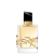 Frasco de perfume Yves Saint Laurent com design elegante e moderno. Embalagem de vidro transparente com detalhes em preto e dourado, destacando o logotipo da marca.