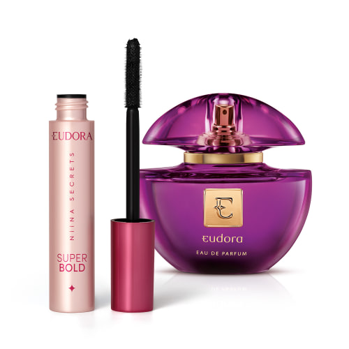 Kit Olhar + Perfume Niina (Máscara Super Bold + Eau de Parfum Roxinho 75ml)