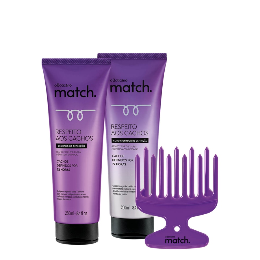 Combo Match Cachos: Pente para Cachos + Shampoo + Condicionador