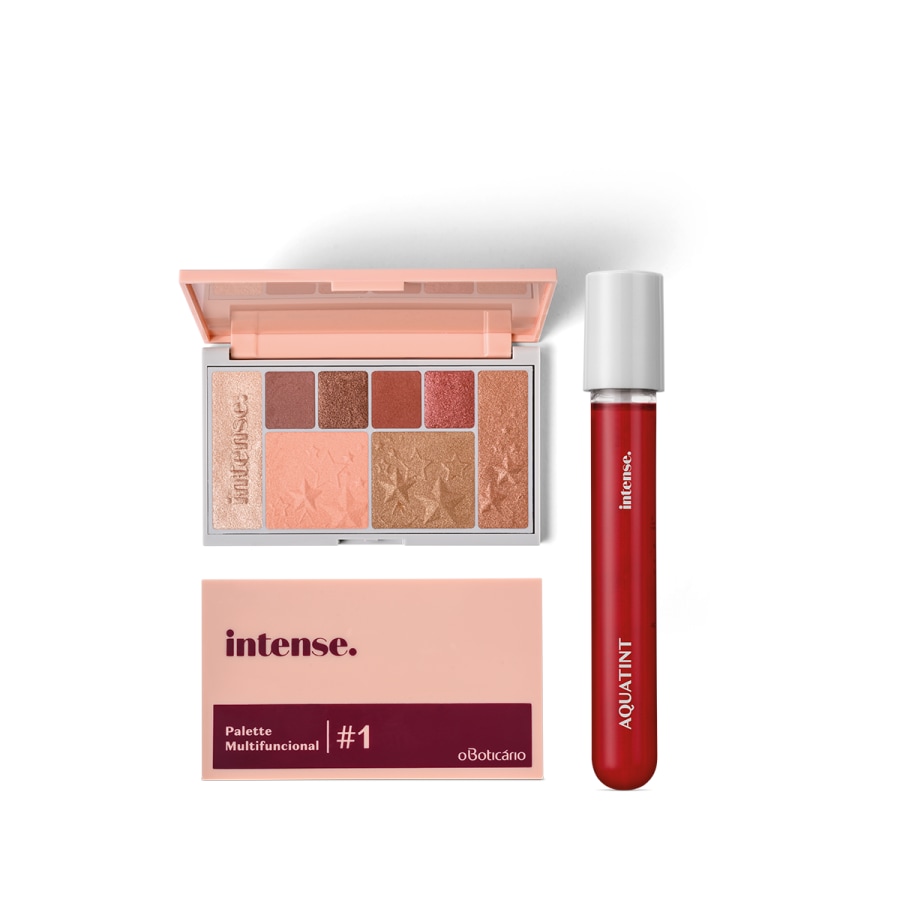 Combo Presente Intense: Palette Multifuncional #1 Rose + Batom Líquido Aquatint Vermelho