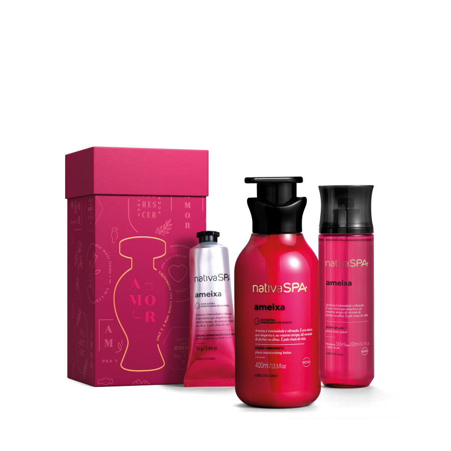 Kit Presente Nativa SPA Ameixa: Loção Hidratante Desodorante Corporal 400ml + Body Splash 200ml + Creme de Mãos 75g