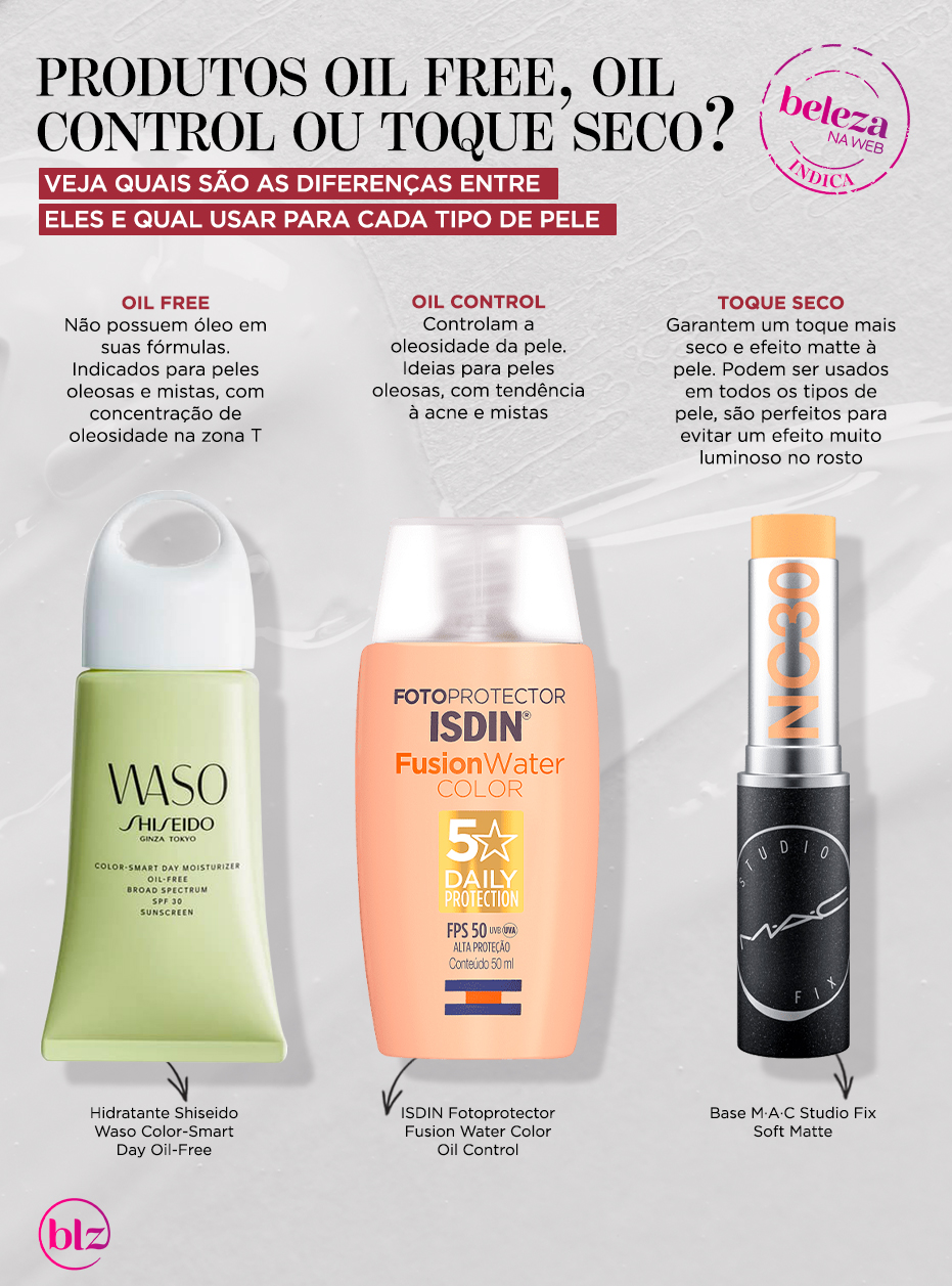 Oil free, oil control e toque seco: quais são as diferenças?