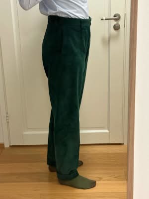 British Racing Green Corduroy Trousers - Stancliffe Flat-Front in