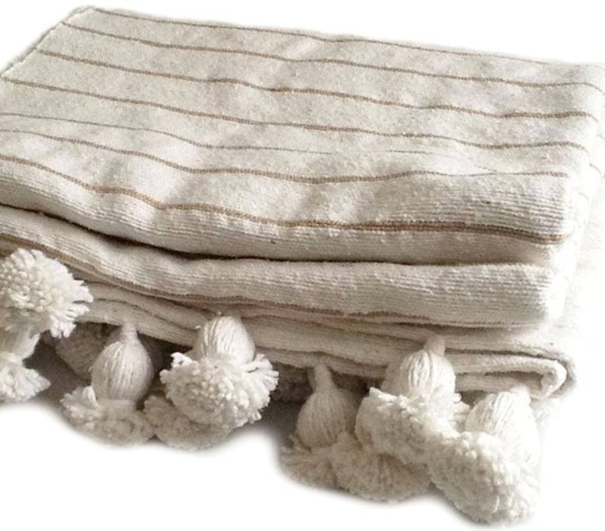 Sand Stripe Moroccan Pom Pom Blanket – Sister Golden