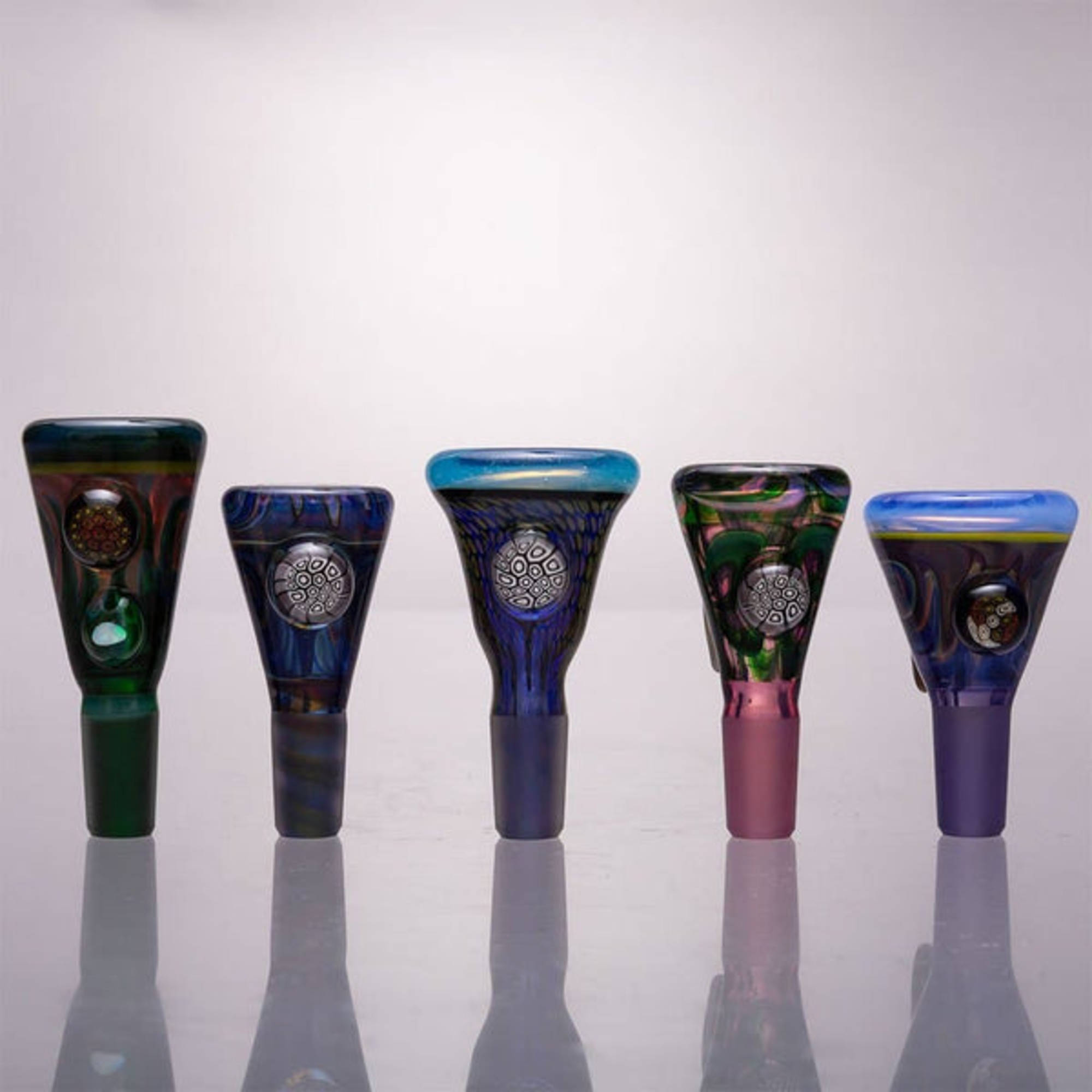 Crown 14mm Male Glass Bowl With Large Hole - Push Style, Full Color