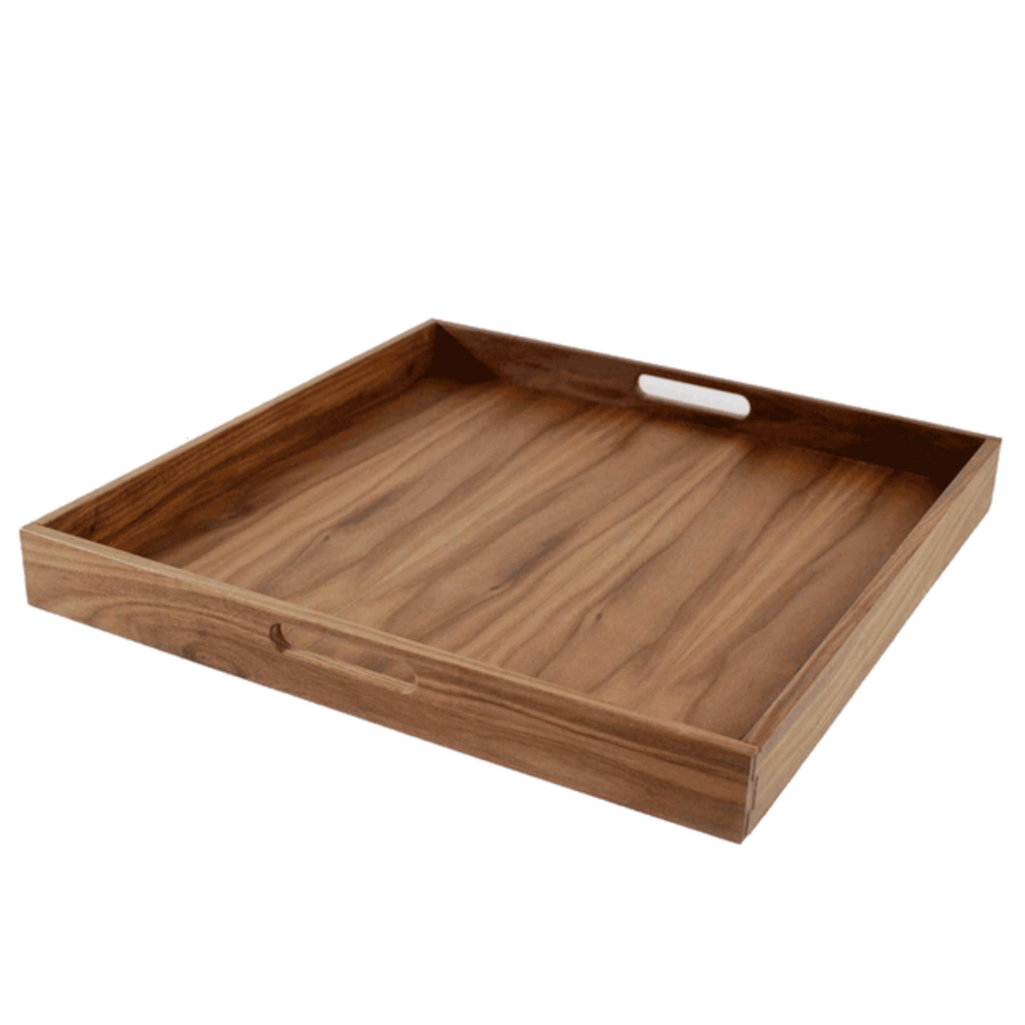 20 x 15 Inch Rectangular Walnut Wood Serving and Coffee Table Tray with  Handles