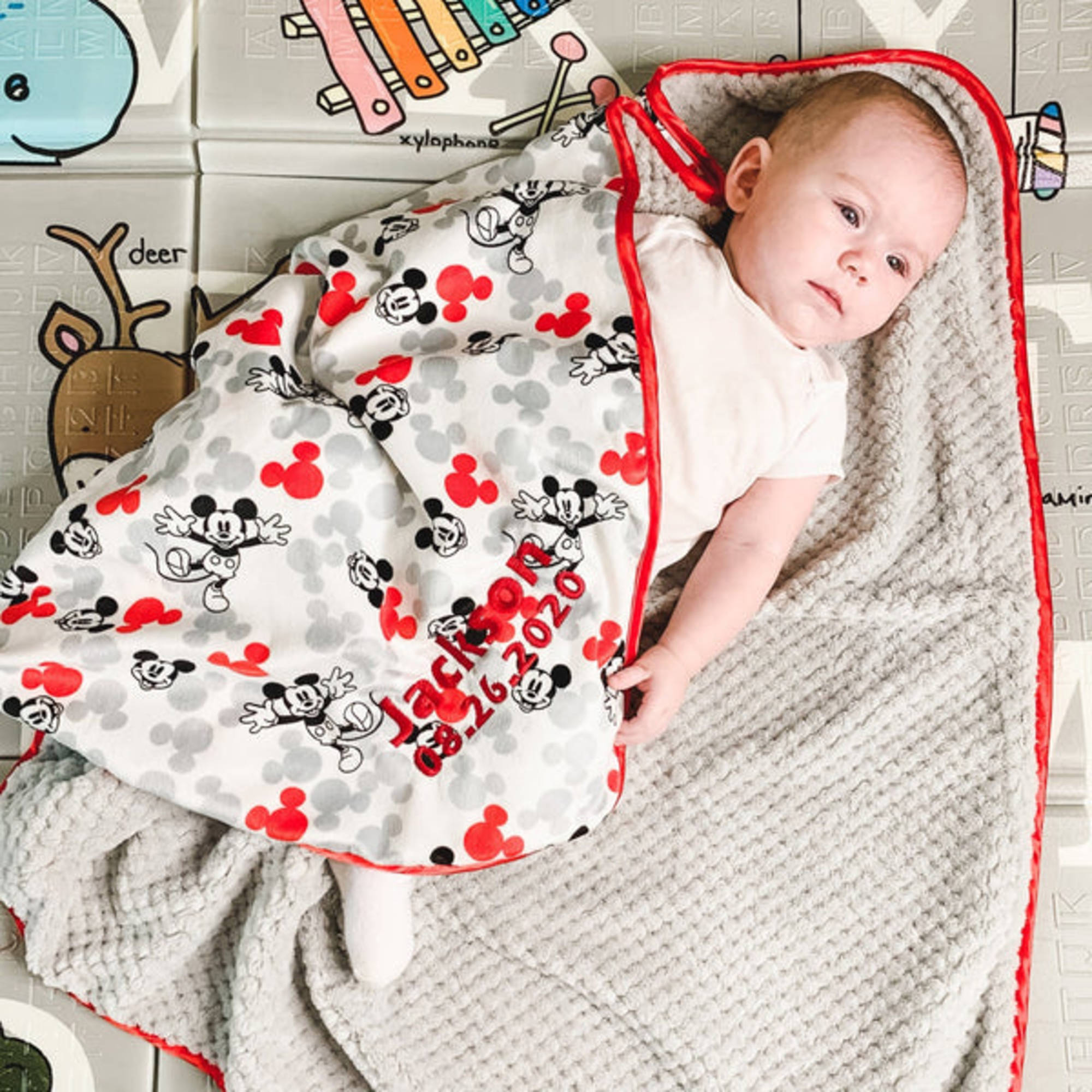 Personalized Disney Baby Blanket Mickey Mouse Kishkesh