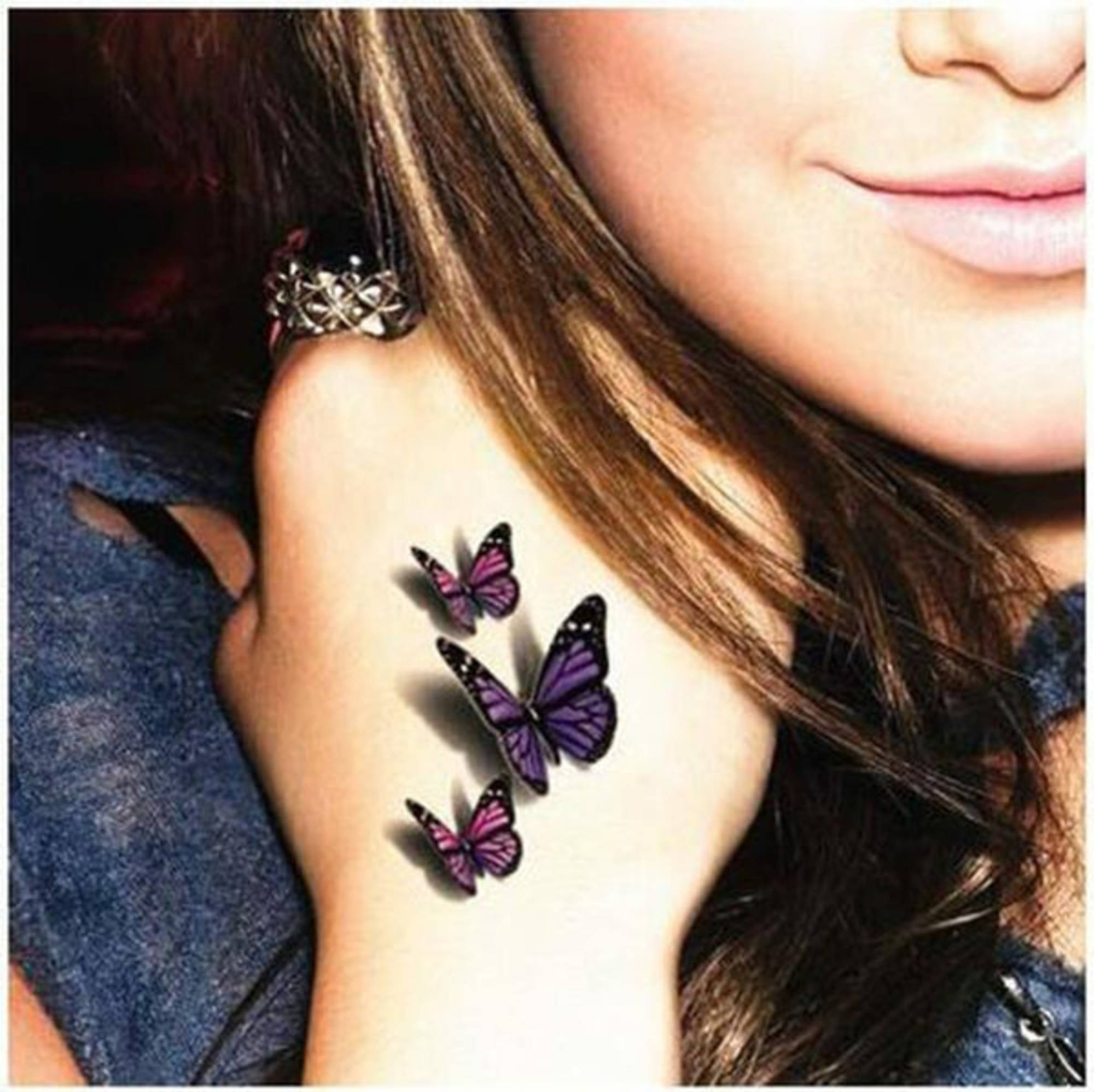 3d butterfly tattoo neck