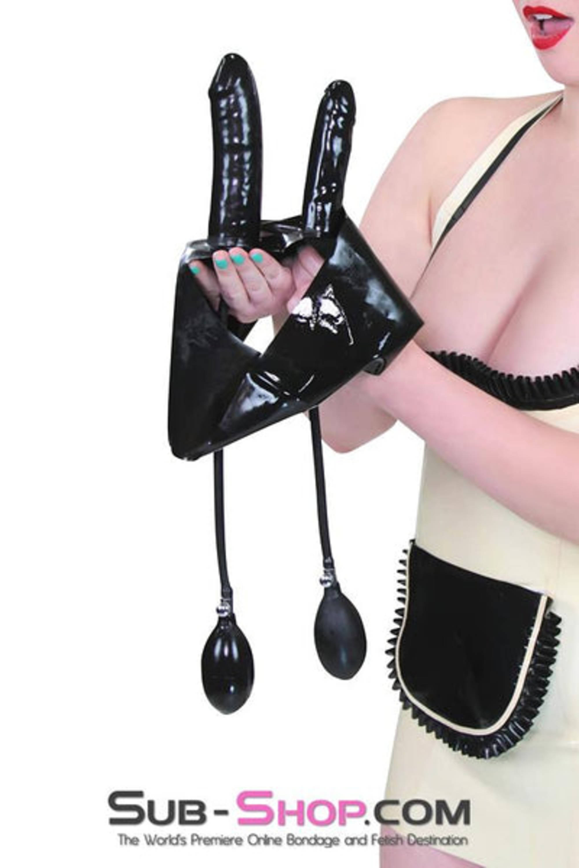 Double Inflatable Dildo Latex Panties, BDSM Bondage Gear