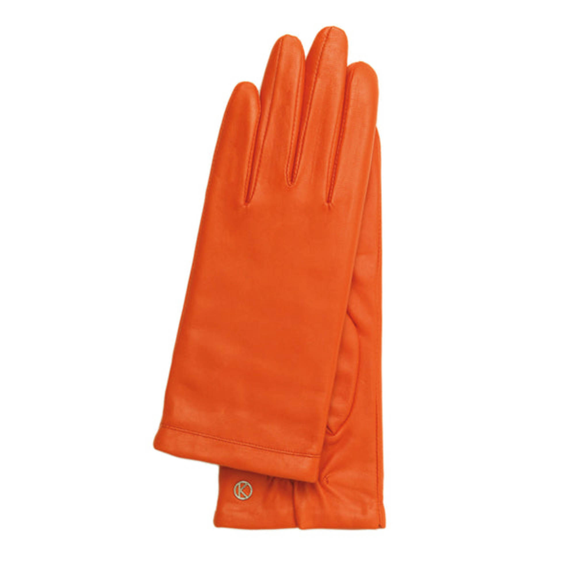 Luna women's orange leather gloves,cashmere lining – Bronteshop