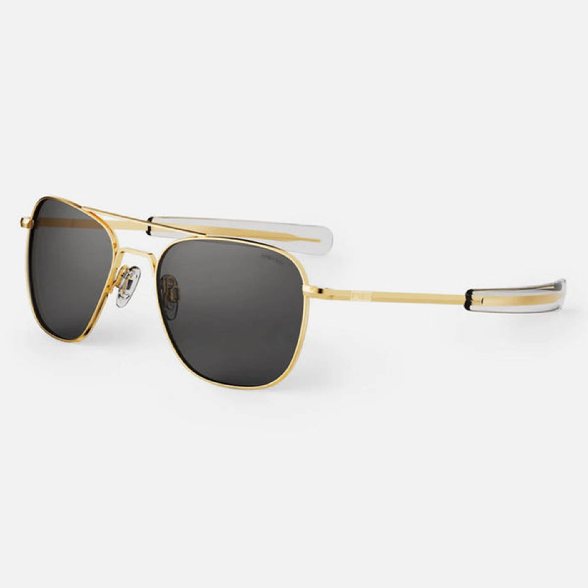 Randolph Aviator Military SE Sunglasses, 23K Gold / Polarized American Gray / 52