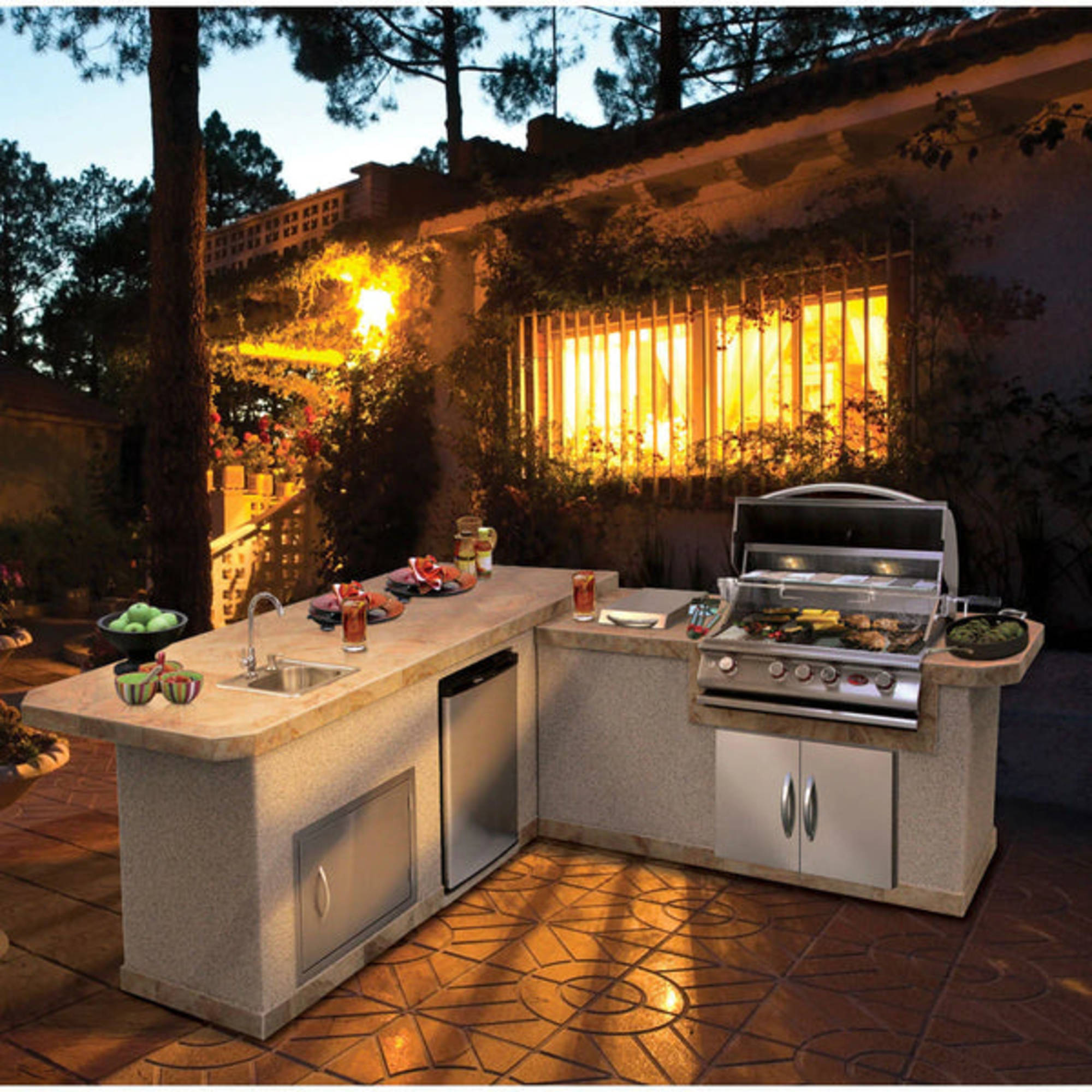 Cal Flame L-Shaped Outdoor BBQ Island | Premium Outdoor Kitchen
