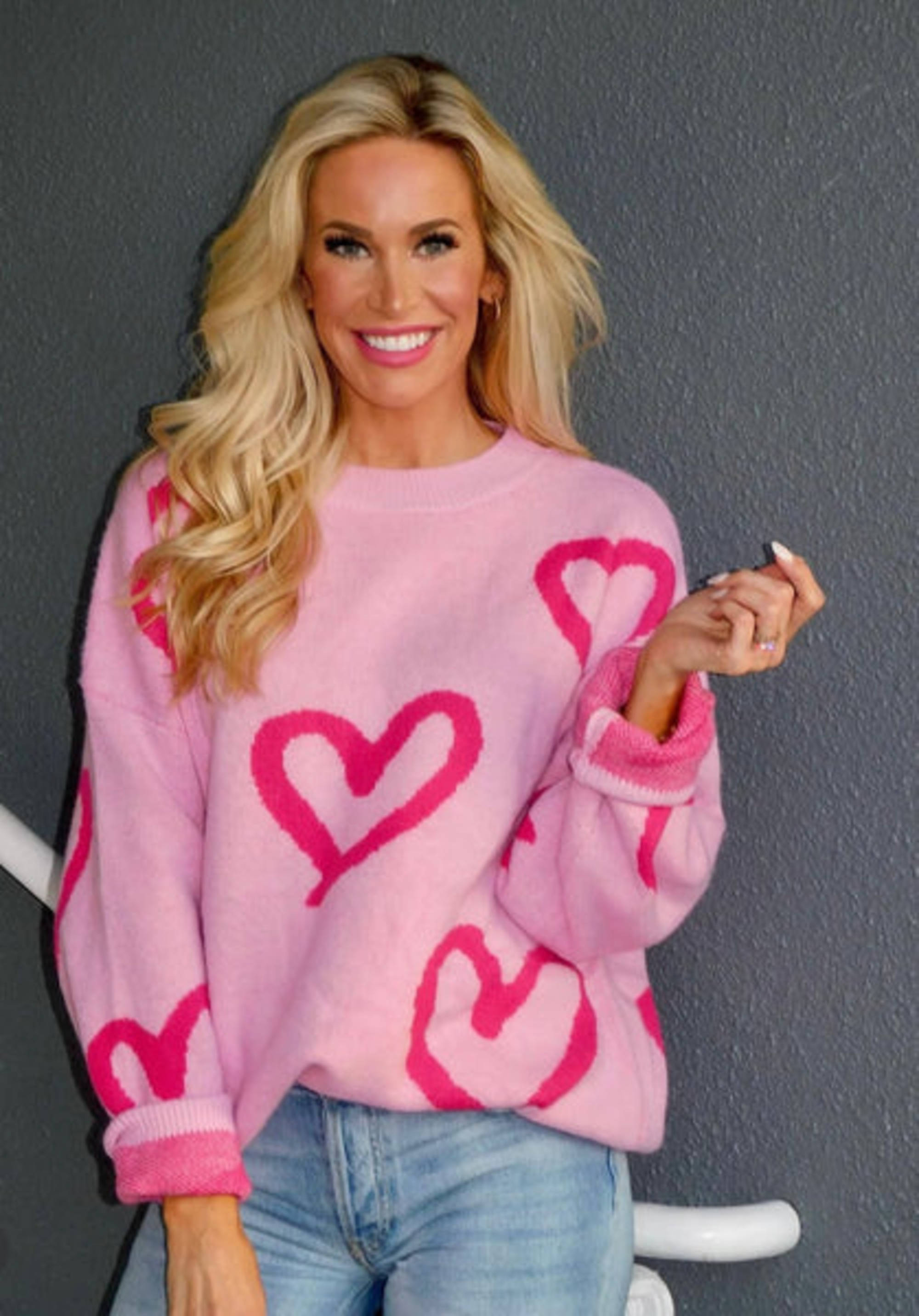 Heart Pattern Pearl Detail Knit Sweater – Style Trolley