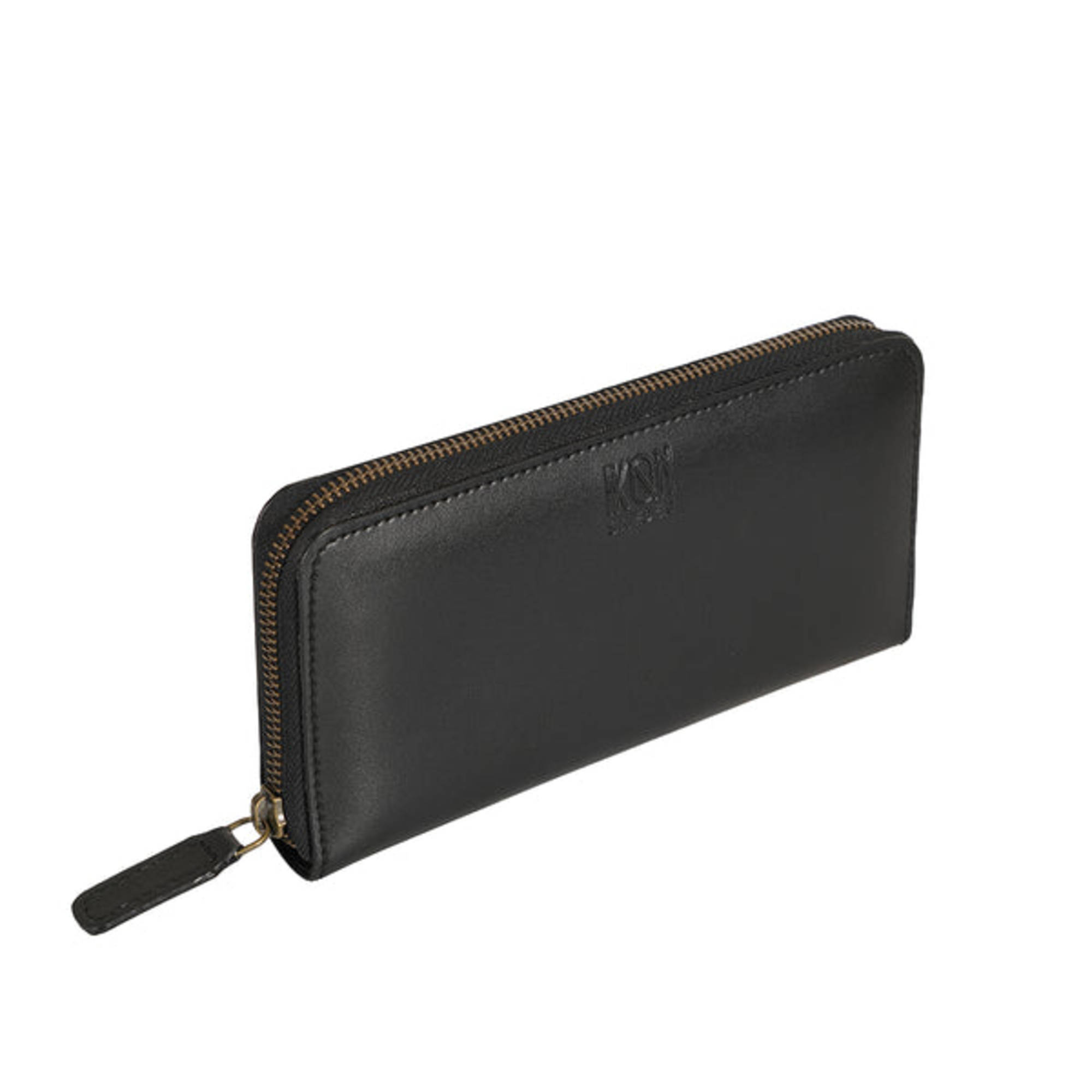 Black color Apple Leather Purse | Long Zip around Wallet – IKON SWEDEN