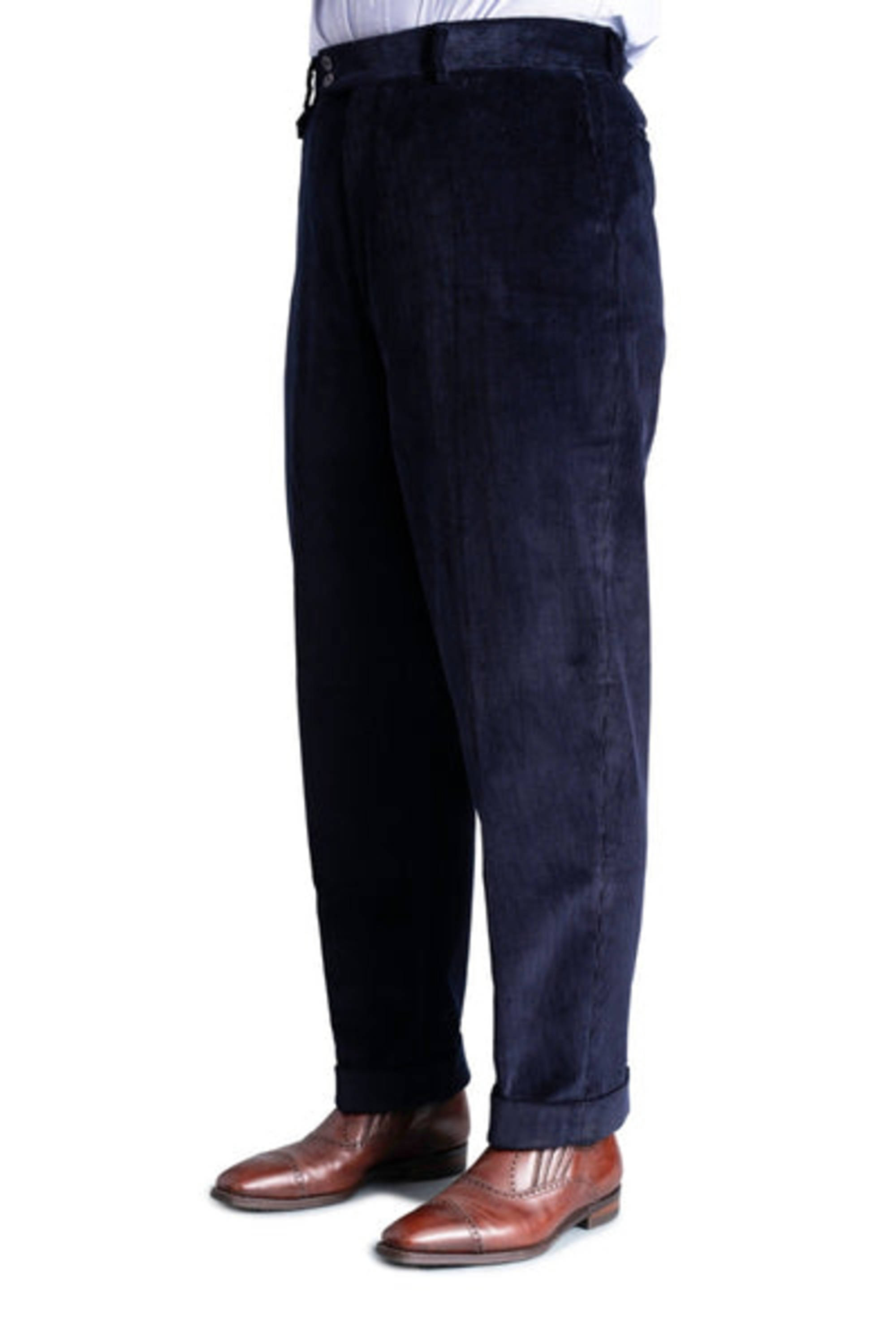 Midnight Blue Corduroy Trousers -Stancliffe Flat-Front in 8 Midnight Blue Corduroy Trousers -Stancliffe Flat-Front in 8