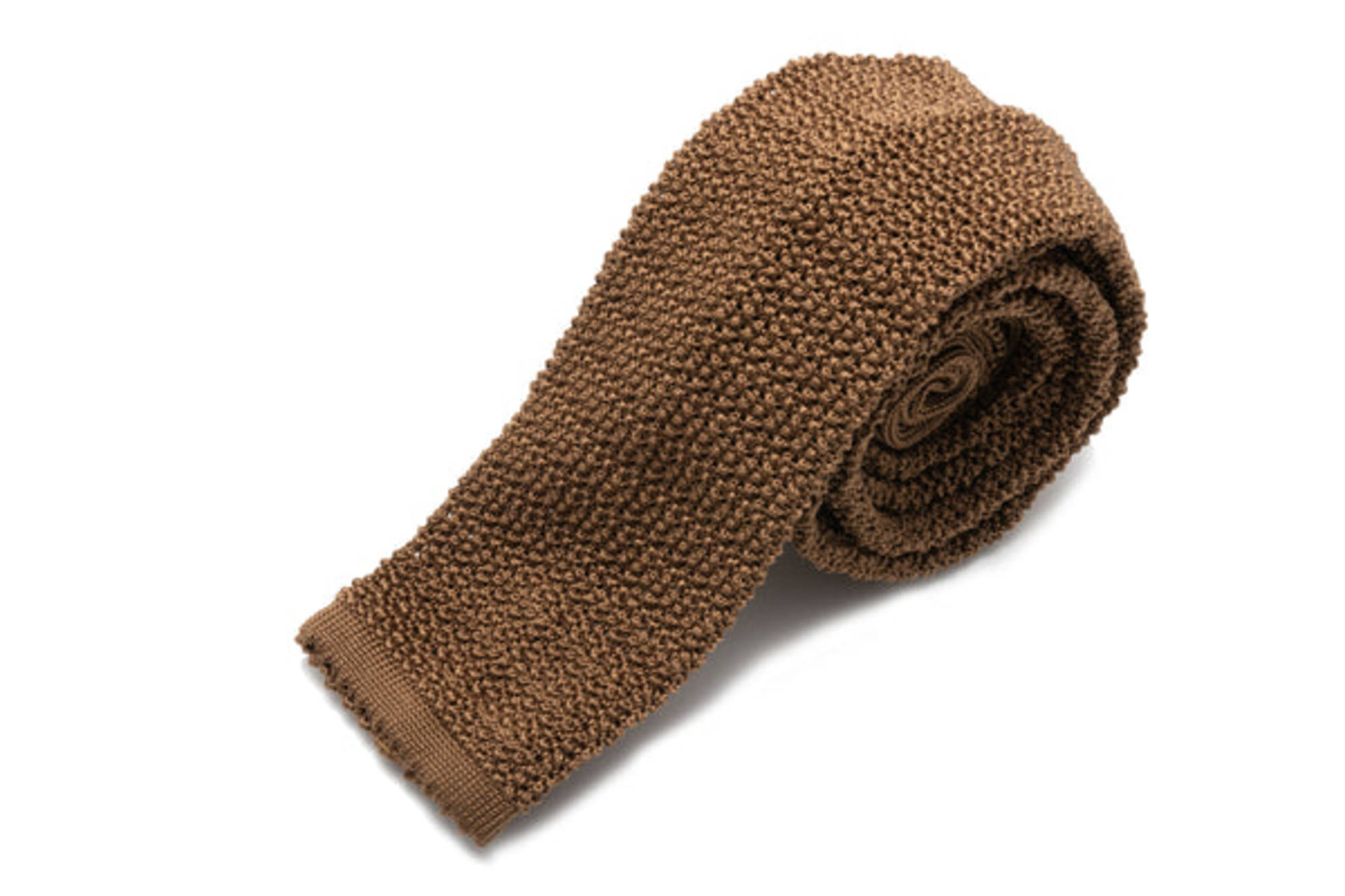 Knit Tie in Solid Tobacco Brown Silk - Fort Belvedere