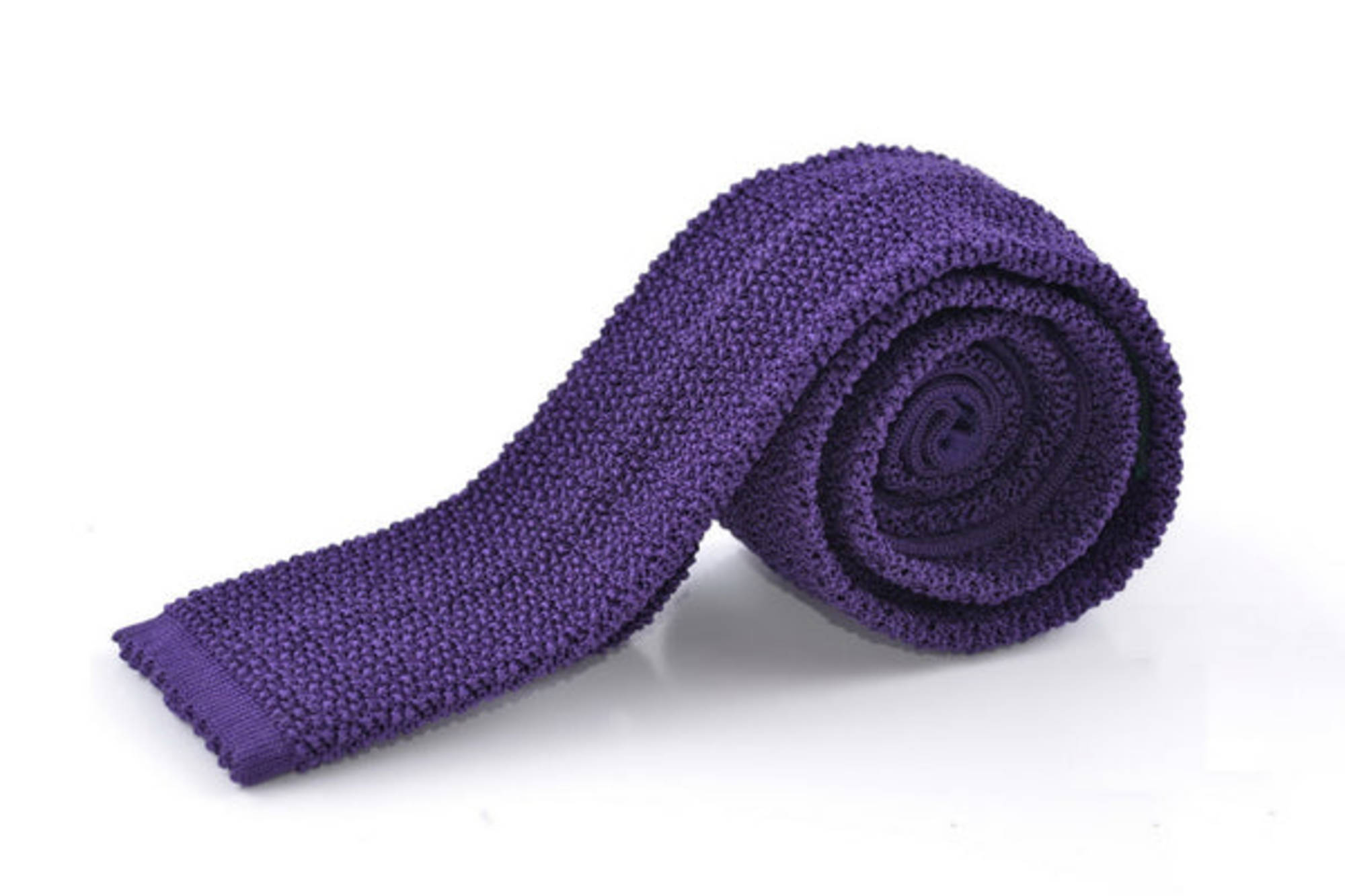 Knit Tie in Finest Solid Imperial Purple Silk - Fort Belvedere