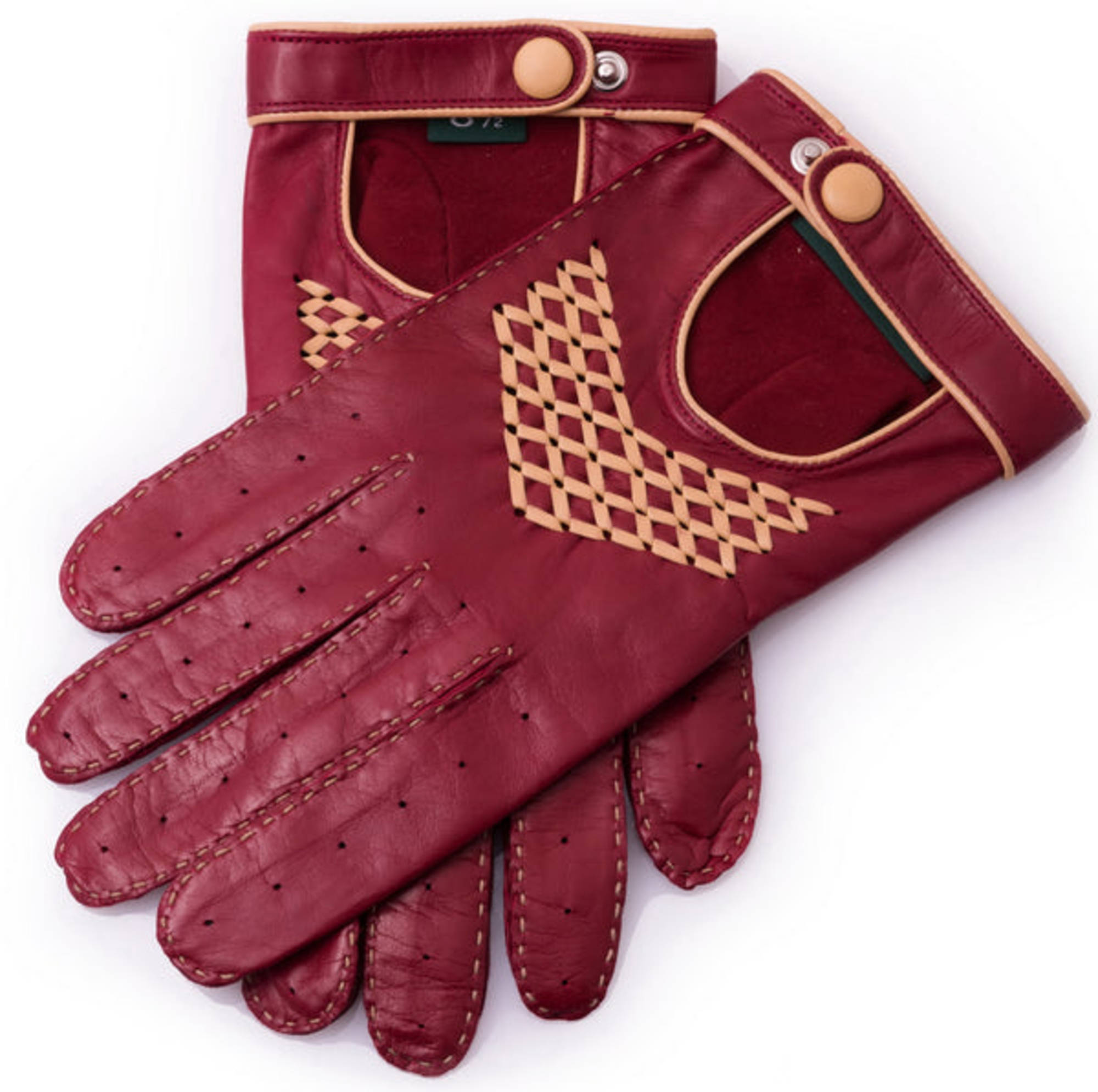 Racing Red & SandDriving Gloves in Nappa Leather Unlined by Fort