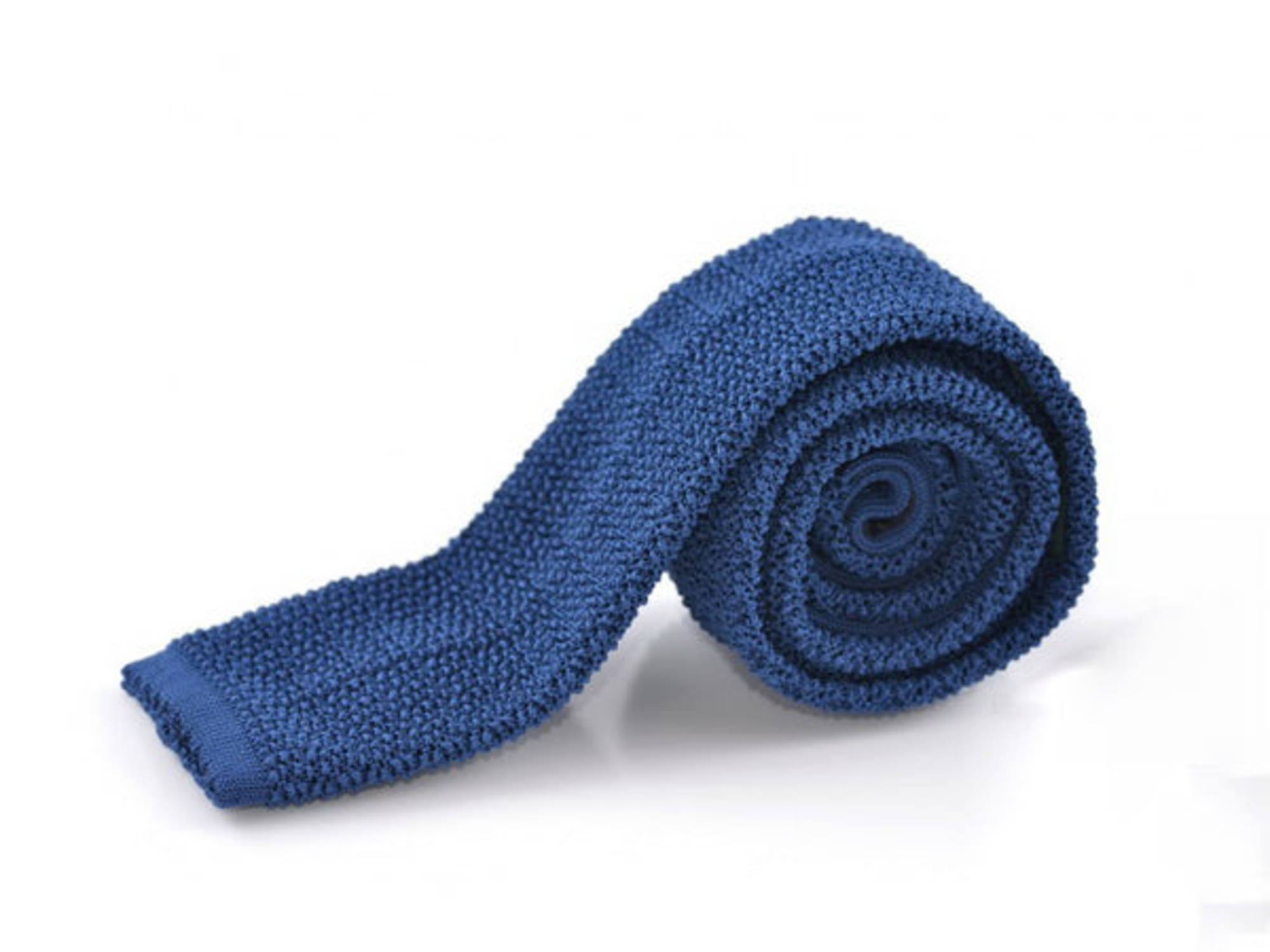 小物 KENNETH FIELD/4Face Silk Knit Tie Solid Knit Tie in Solid Prussian Blue Cri De La SoieSilk - Fort