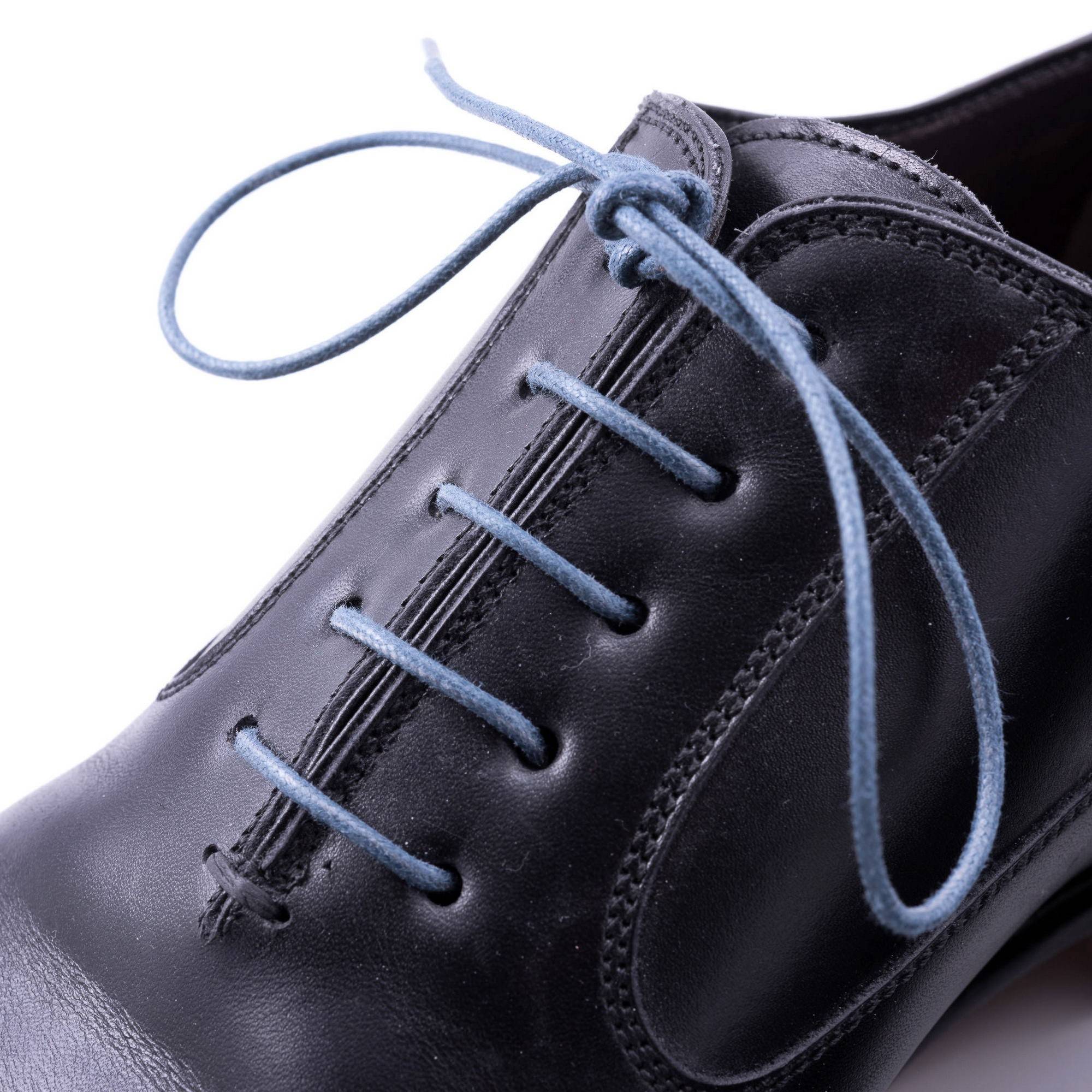 Blue Grey Shoelaces Round Luxury Waxed Cotton Dress Shoe Laces by