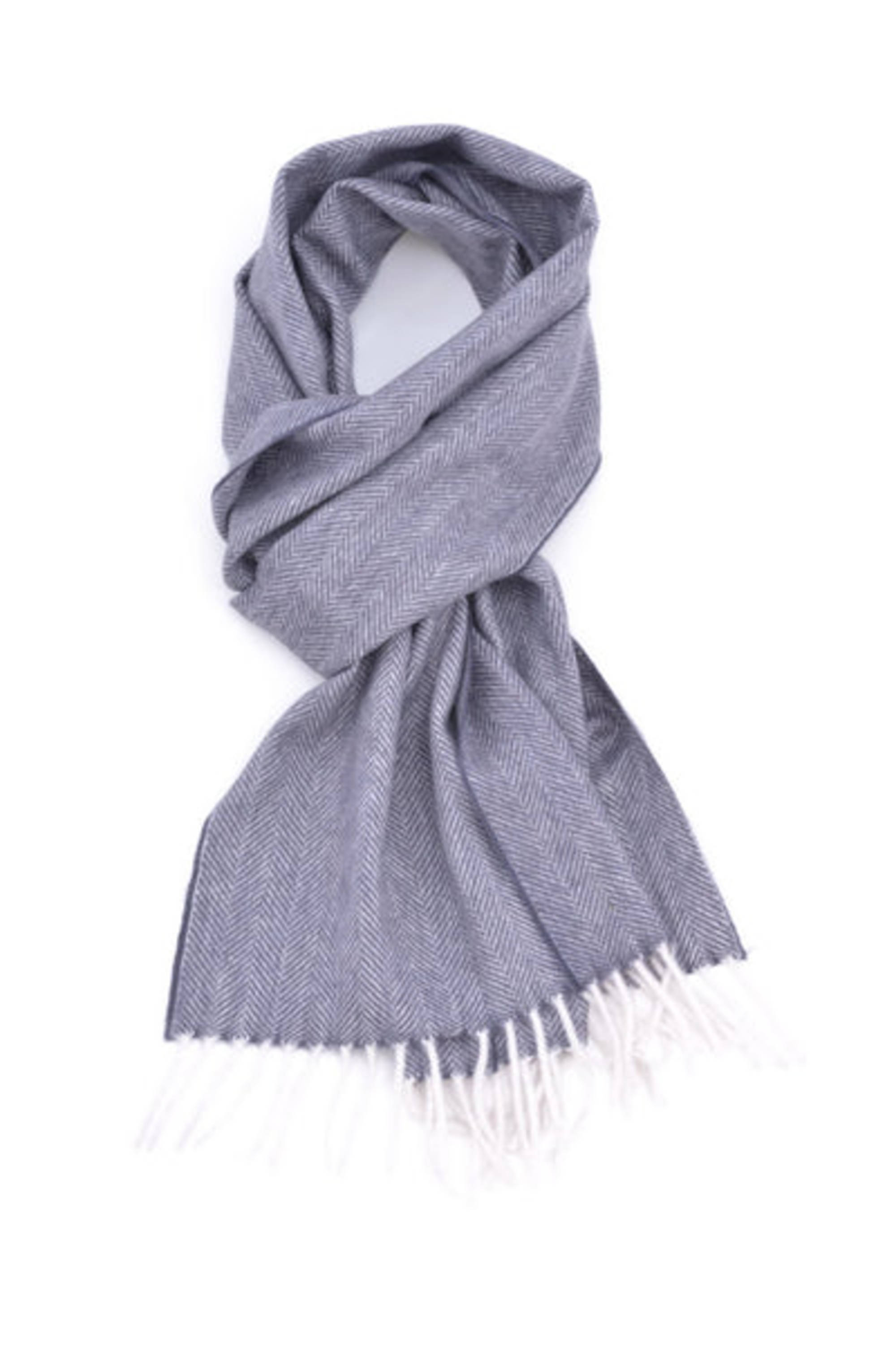 Cashmere Scarf in Dolphin Grey Herringbone by Fort Belvedere