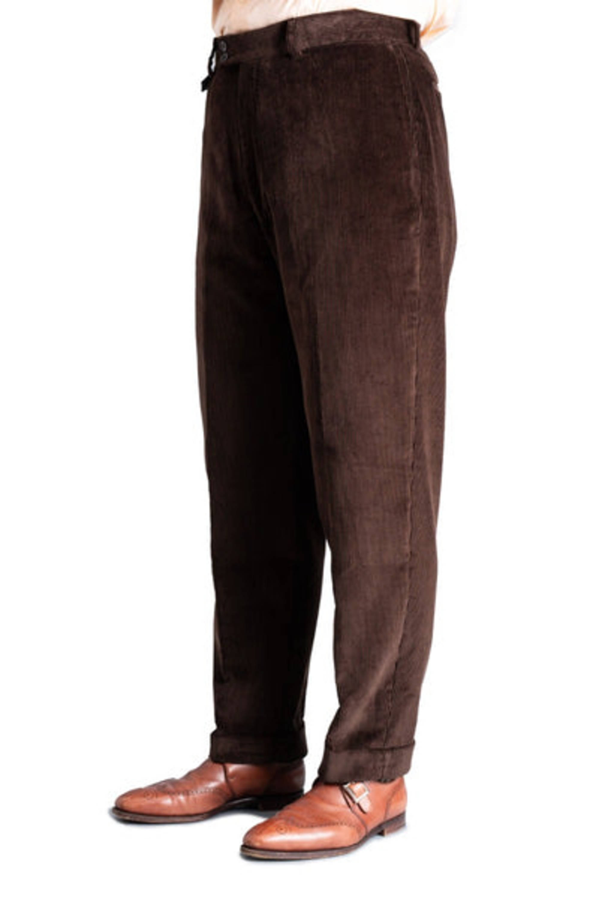 Dark Brown Corduroy Trousers -Stancliffe Flat-Front in 8 Dark Brown Corduroy Trousers -Stancliffe Flat-Front in 8