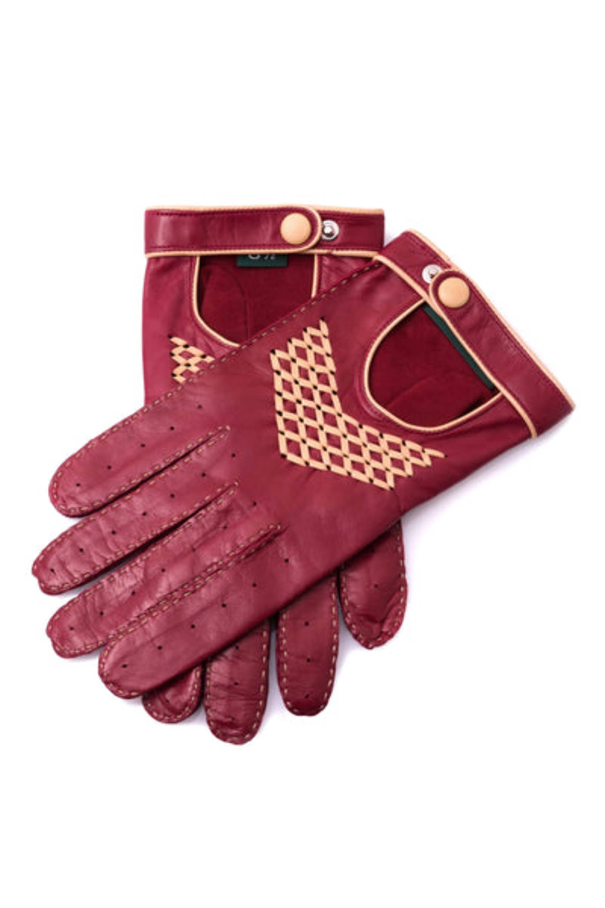 Racing Red & SandDriving Gloves in Nappa Leather Unlined by Fort