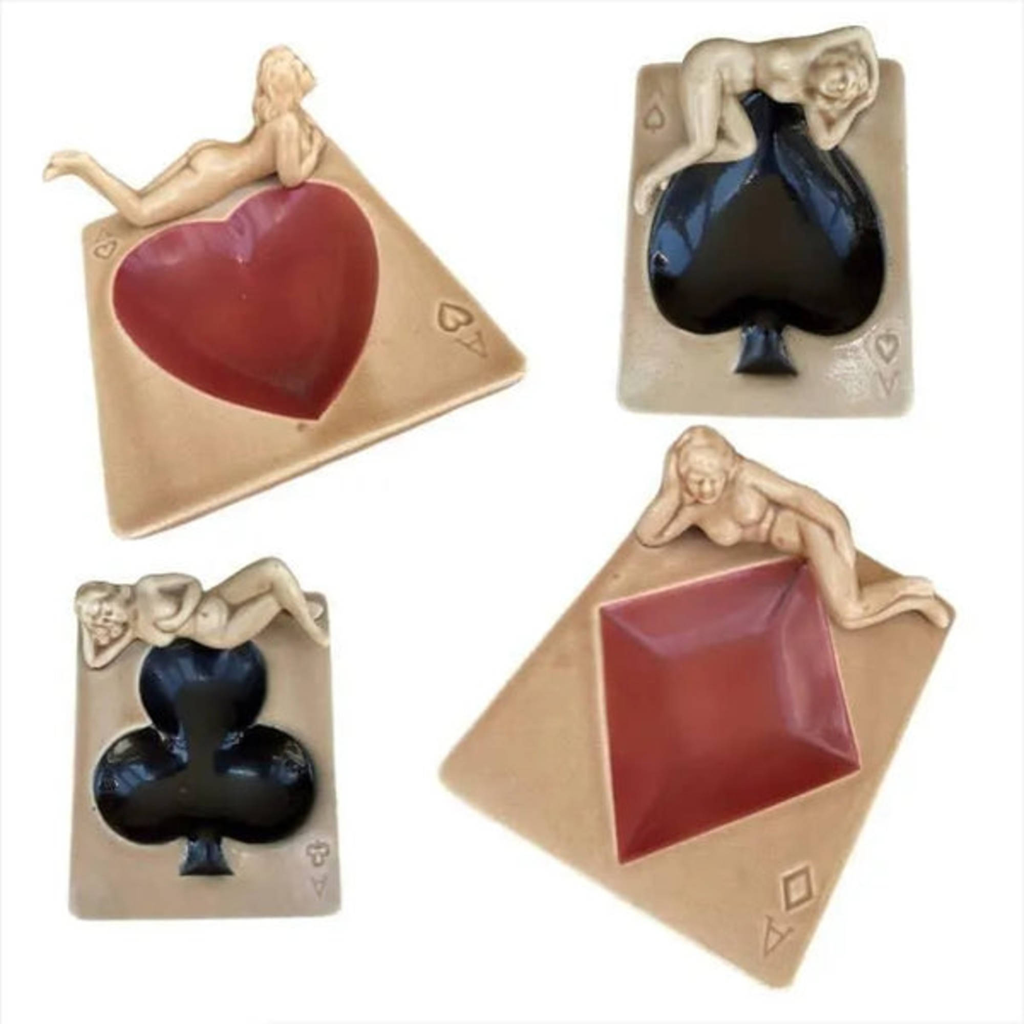 Set of 4 Nude Pin Up Vintage Ceramic Ashtrays – Jewelry Bubble Set of 4 Nude Pin Up Vintage Ceramic Ashtrays – Jewelry Bubble