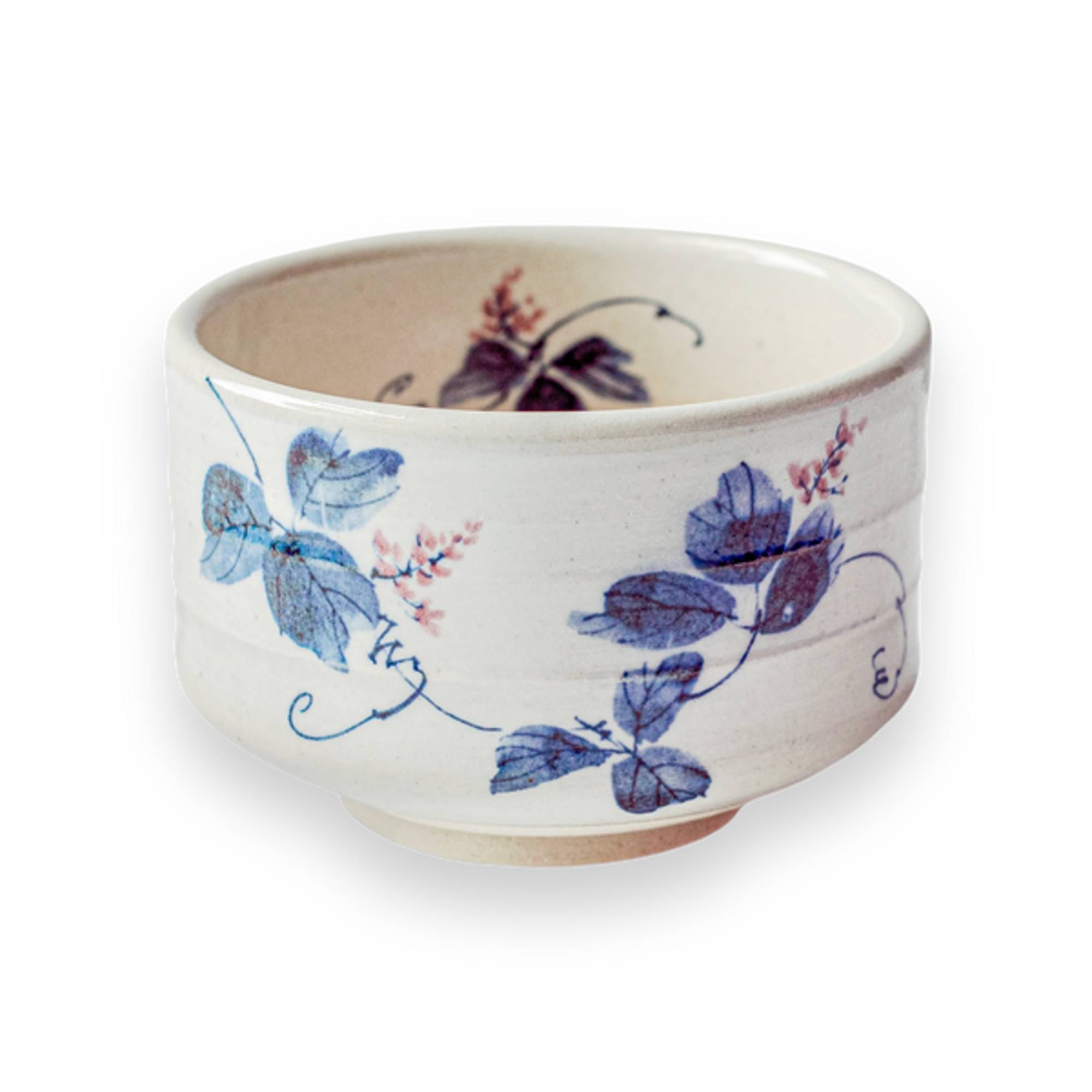 White Clay Kudzu Flowers Matcha Bowl – Aprika Life