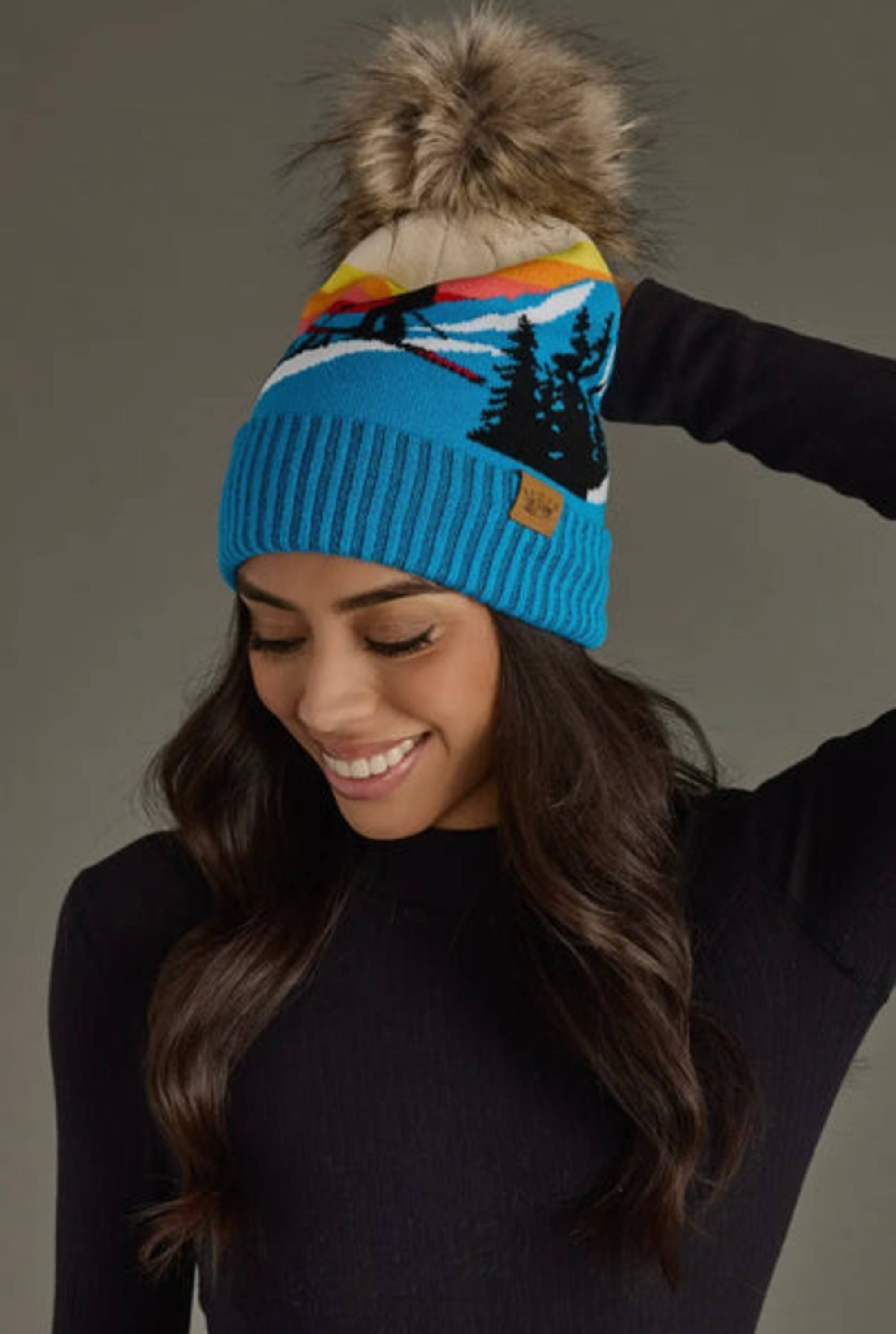 ModCloth Give Em Pumpkin to Talk About Beanie Hat Fair Isle Pom Hat Blue Orange Crochet Pumpkin Patch Hat - Daisy Farm Crafts main image 2