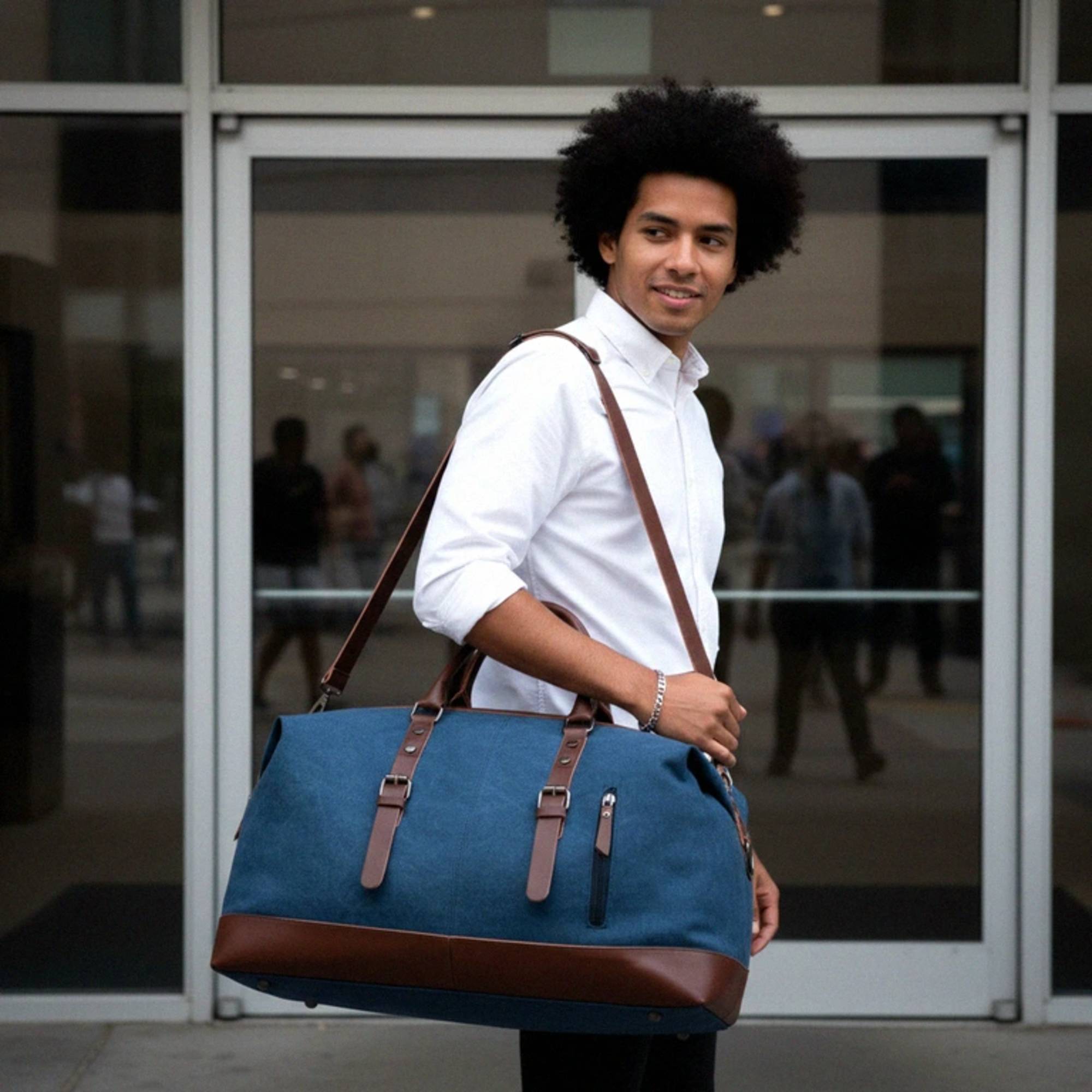 Bolsa de viaje grande de lona para hombre, resistente al agua — Manuello