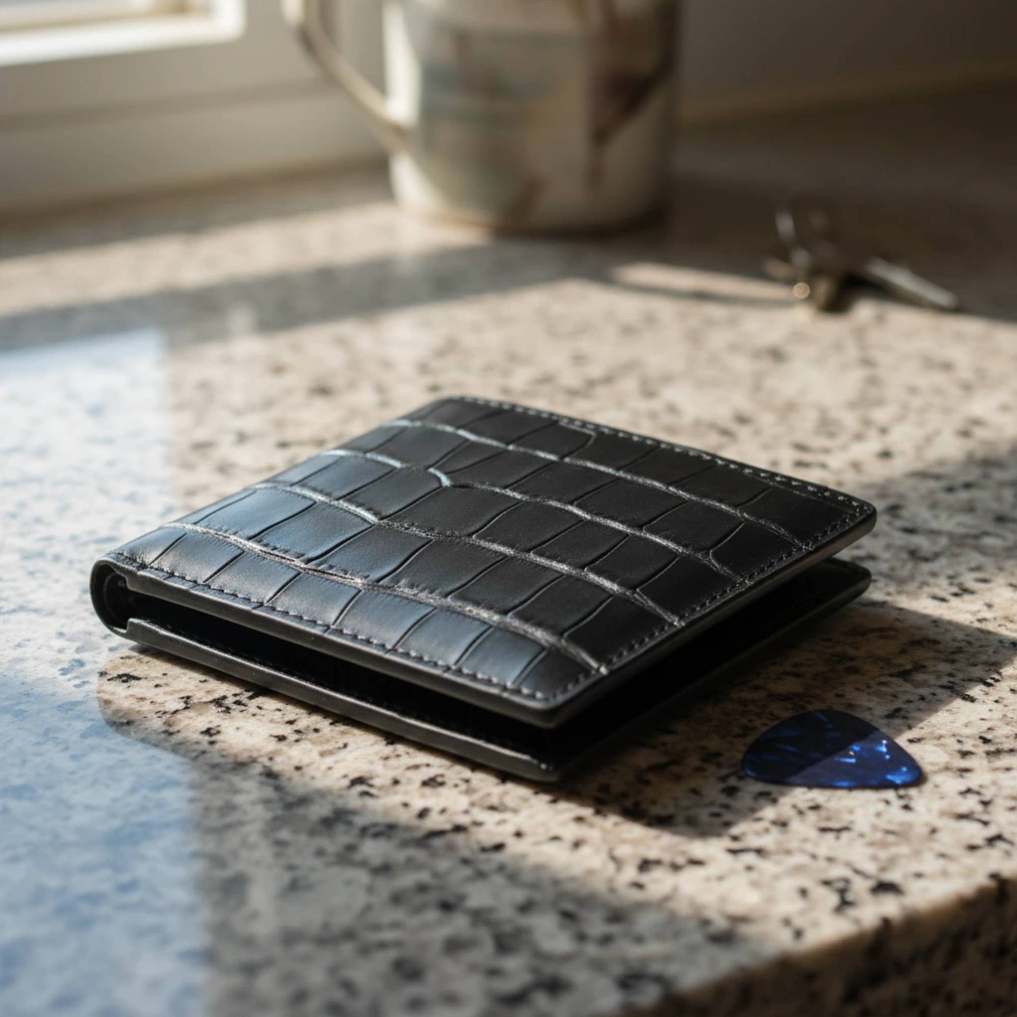 Crocodile Embossed Leather Wallet — Flora Vu