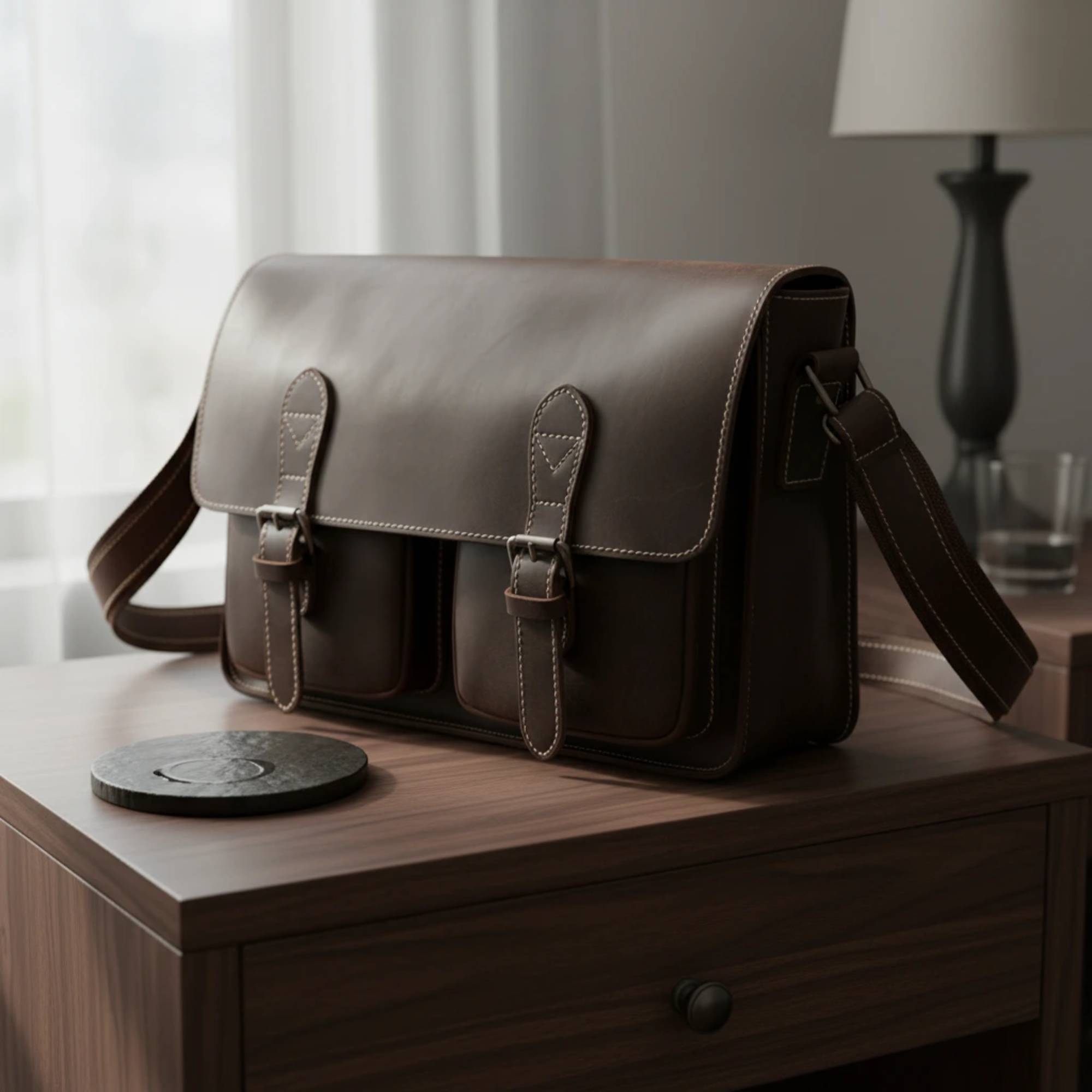 Stor skinnveske til reise Opes - crossbody med glidelås — Nicole8792