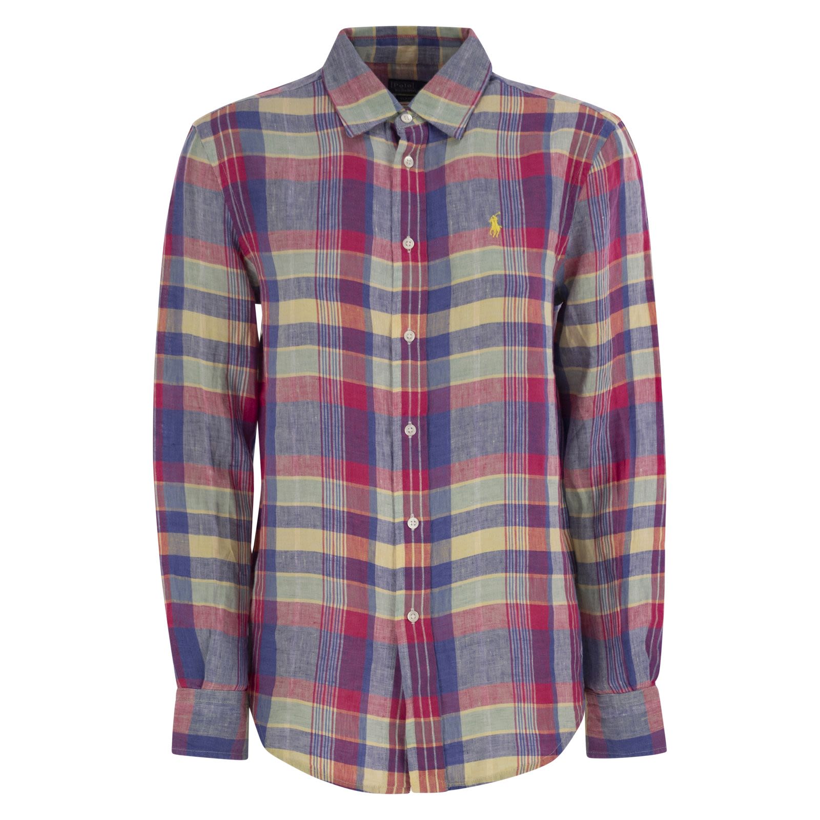 Tシャツ・カットソー Ralph Lauren Calssic-fit linen plaid shirt (211970733 001) Polo Ralph Lauren Calssic-fit linen plaid shirt MULTICOLOR