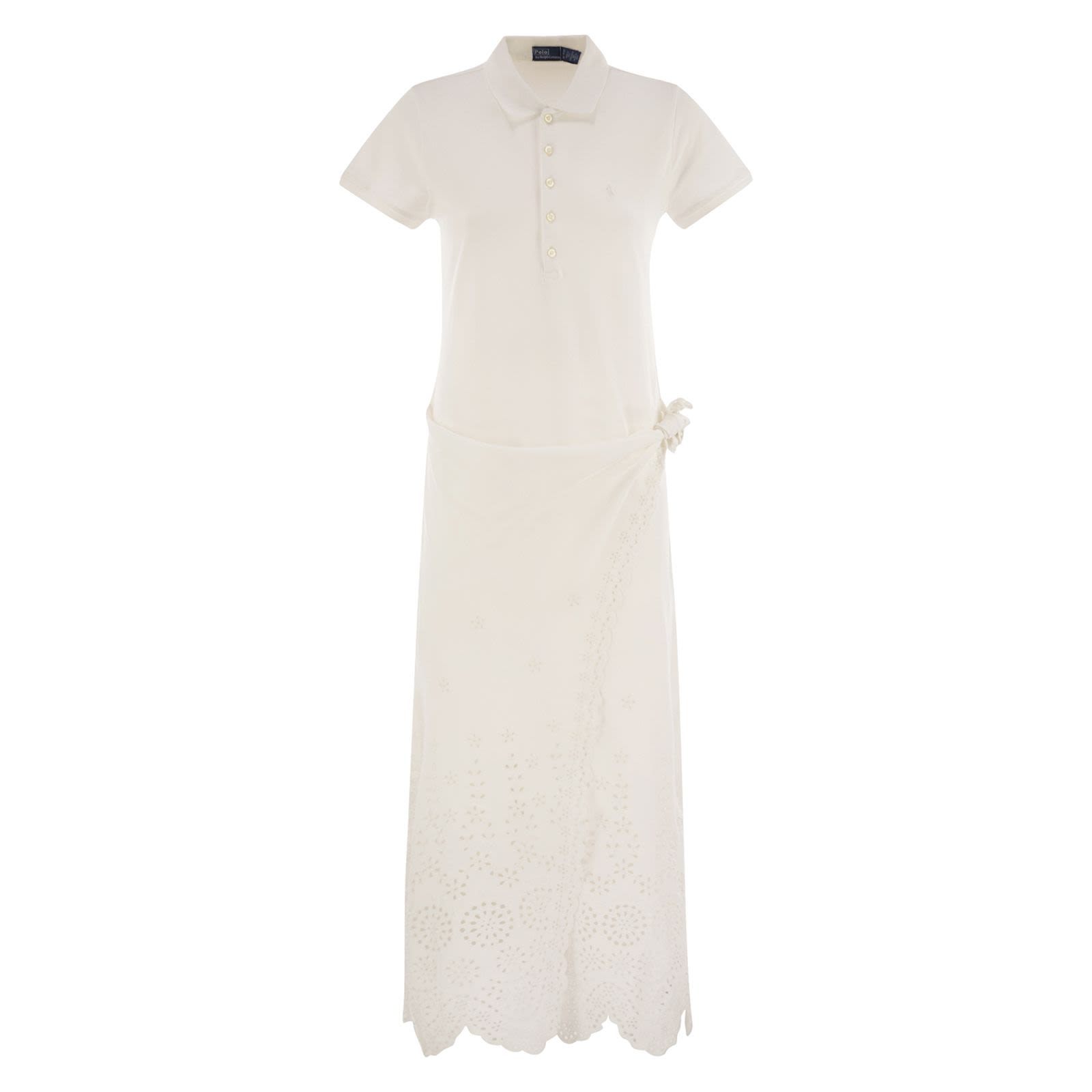 パーティードレス POLO RALPH LAUREN Openwork pique polo shirt dress Polo Ralph Lauren Openwork pique polo shirt dress WHITE