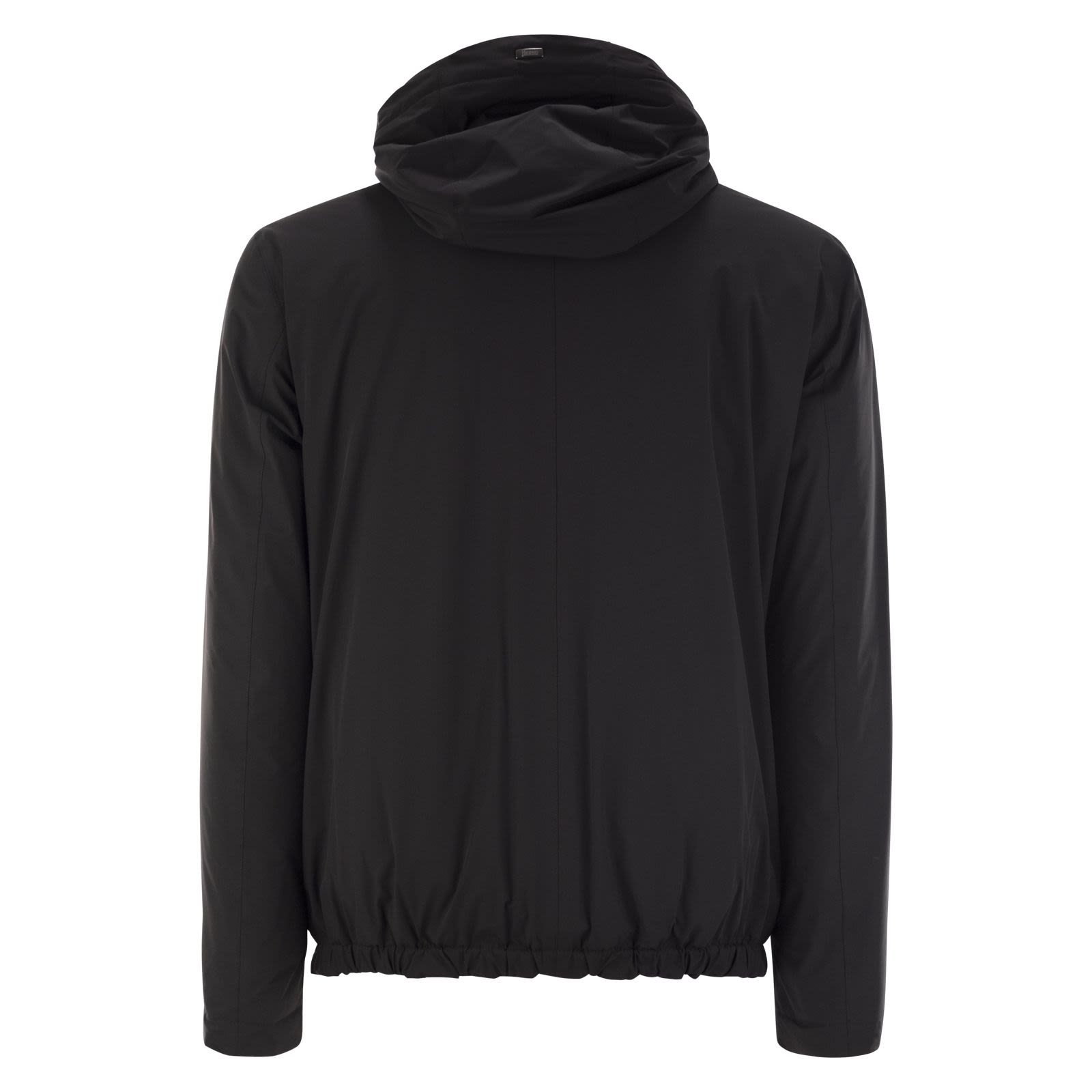 Herno Technical fabric bomber jacket with hood BLACK
