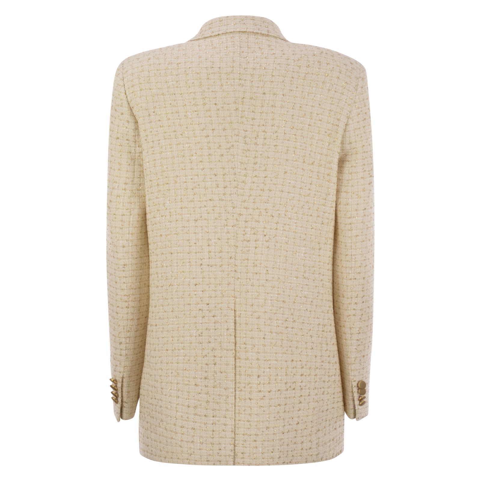 TAGLIATORE Double-breasted cotton-blend blazer WHITE/GOLD