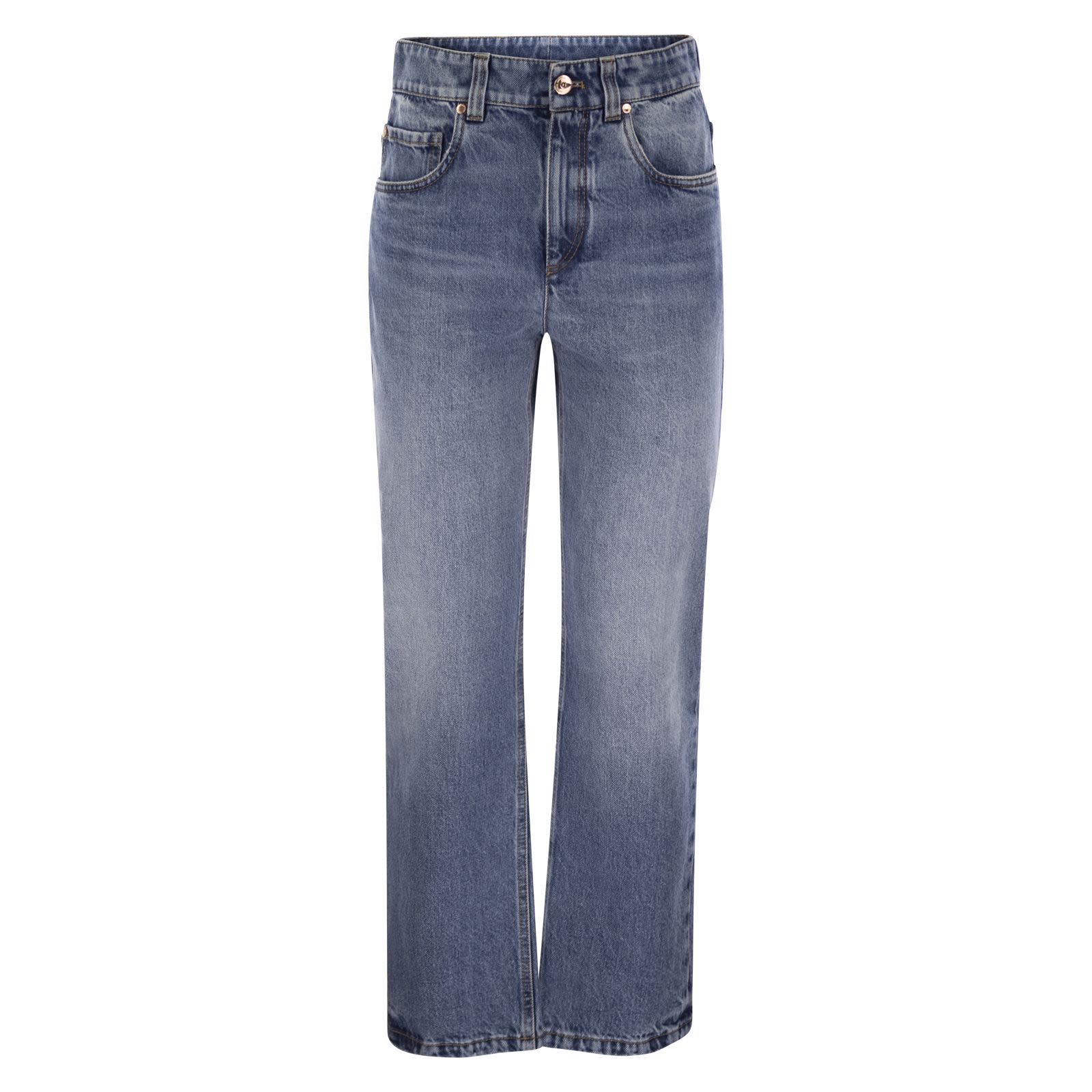 パンツ BRUNELLO CUCINELLI Authentic Denim Loose Trousers with Shiny Brunello Cucinelli Authentic denim loose trousers with shiny