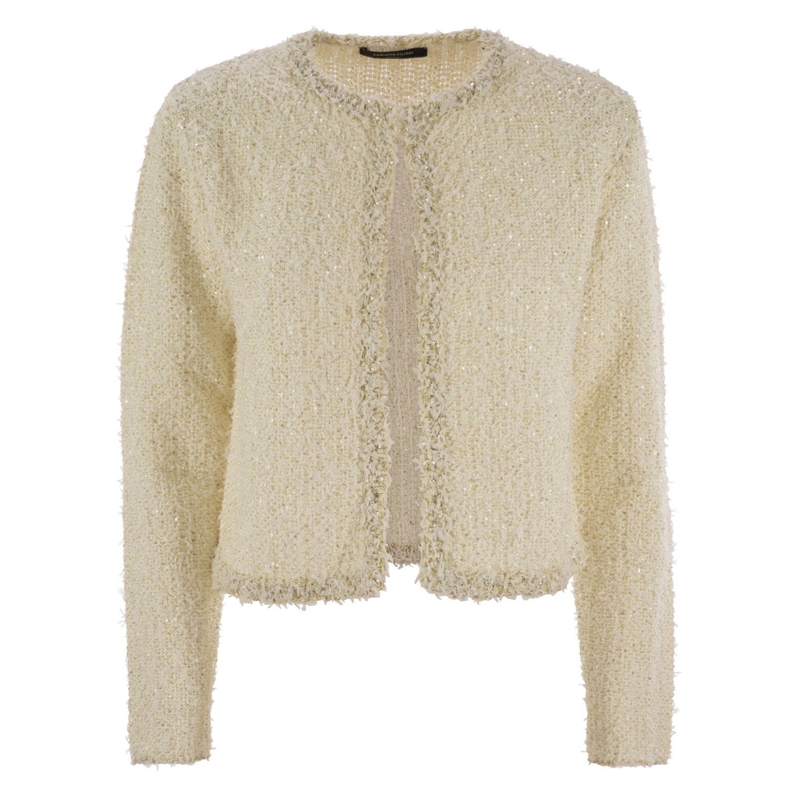 ジャケット FABIANA FILIPPI Tweed-effect yarn cardigan Fabiana Filippi Tweed-effect yarn cardigan CREAM