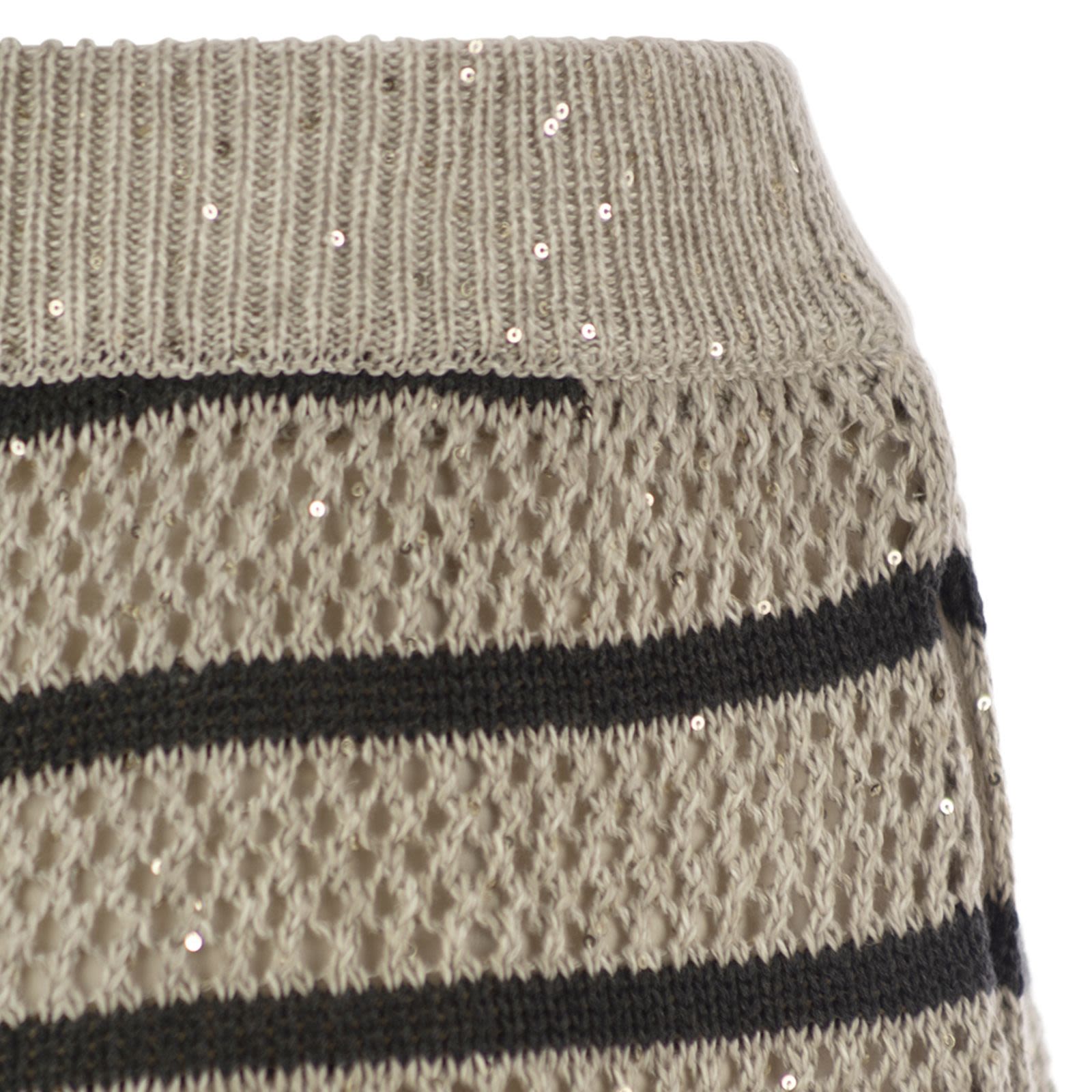 BRUNELLO CUCINELLI Shorts Dazzling Striped Net in lino BEIGE