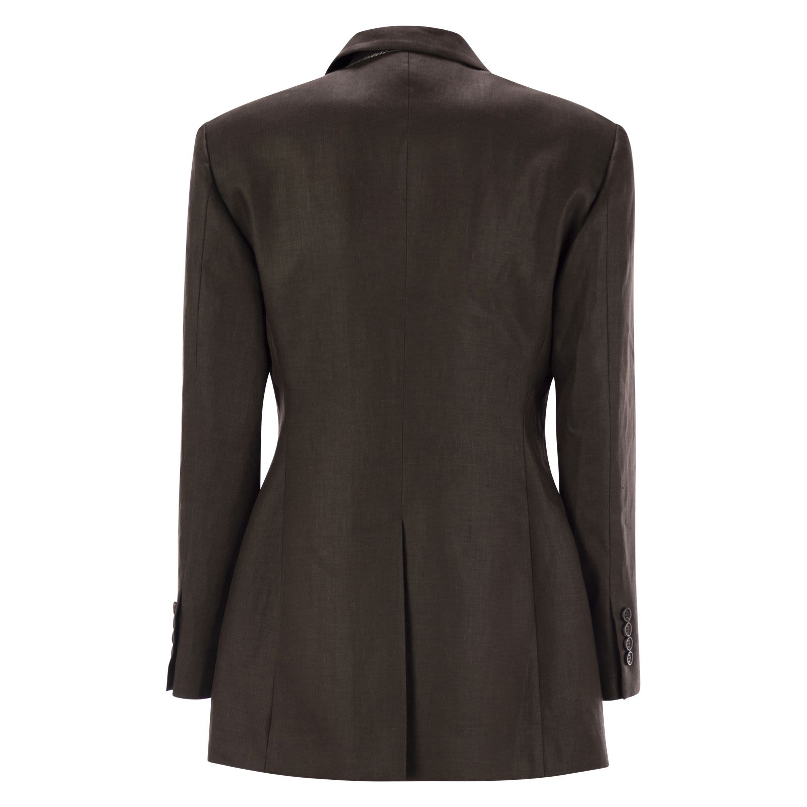スーツ BRUNELLO CUCINELLI Shiny linen twill jacket with necklace Brunello Cucinelli Shiny linen twill jacket with necklace BROWN