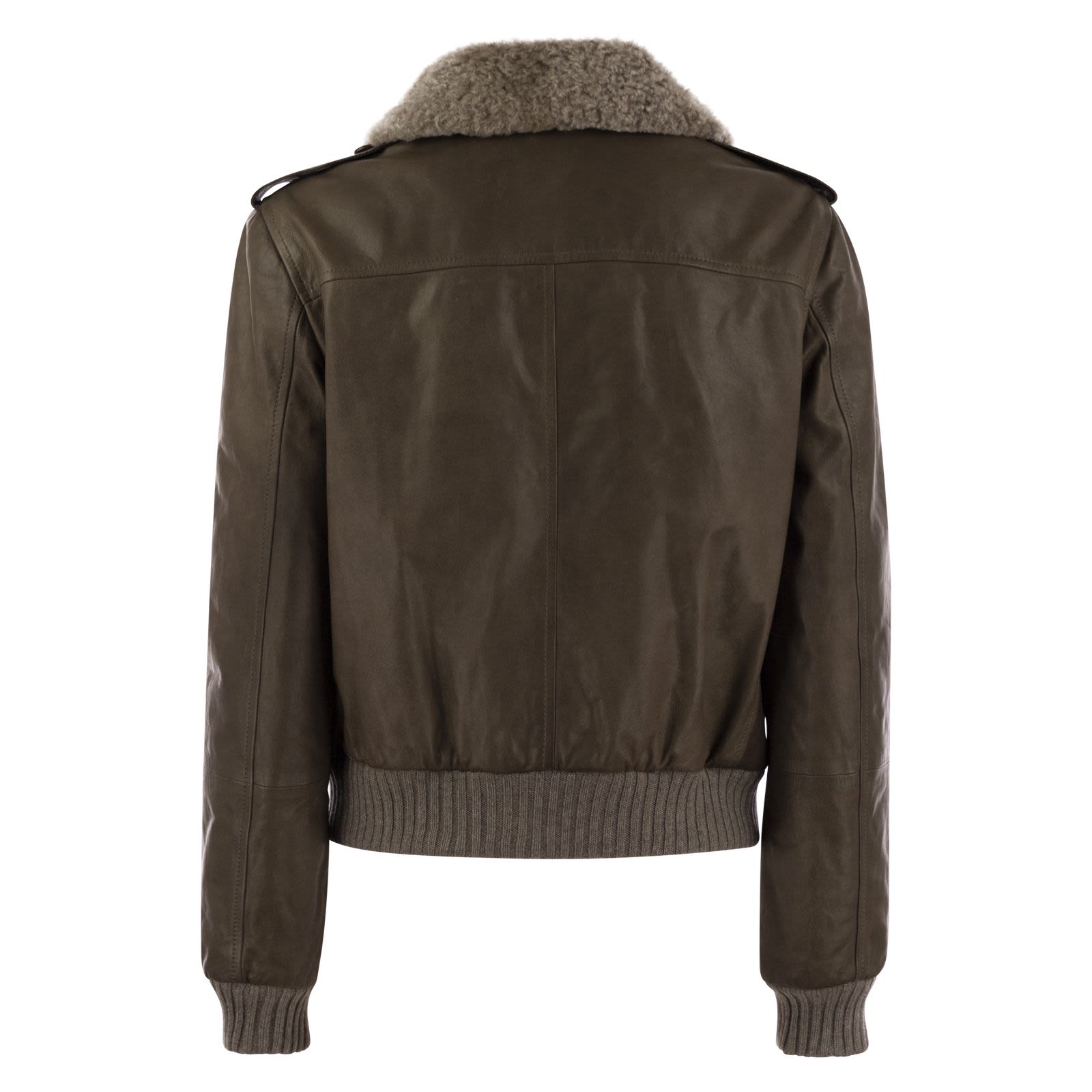 ダウンジャケット・コート BRUNELLO CUCINELLI Laminated leather bomber jacket Brunello cucinelli Monile sherling down jacket available on